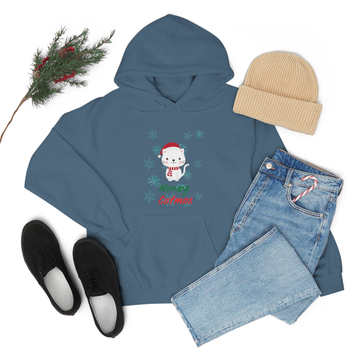 Meowy Catmas Unisex Heavy Blend™ Hooded Sweatshirt