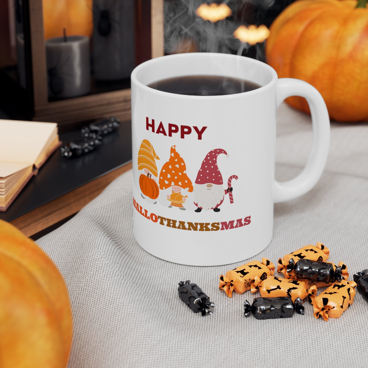 Happy Hallothanksmas Ceramic Mug 11oz