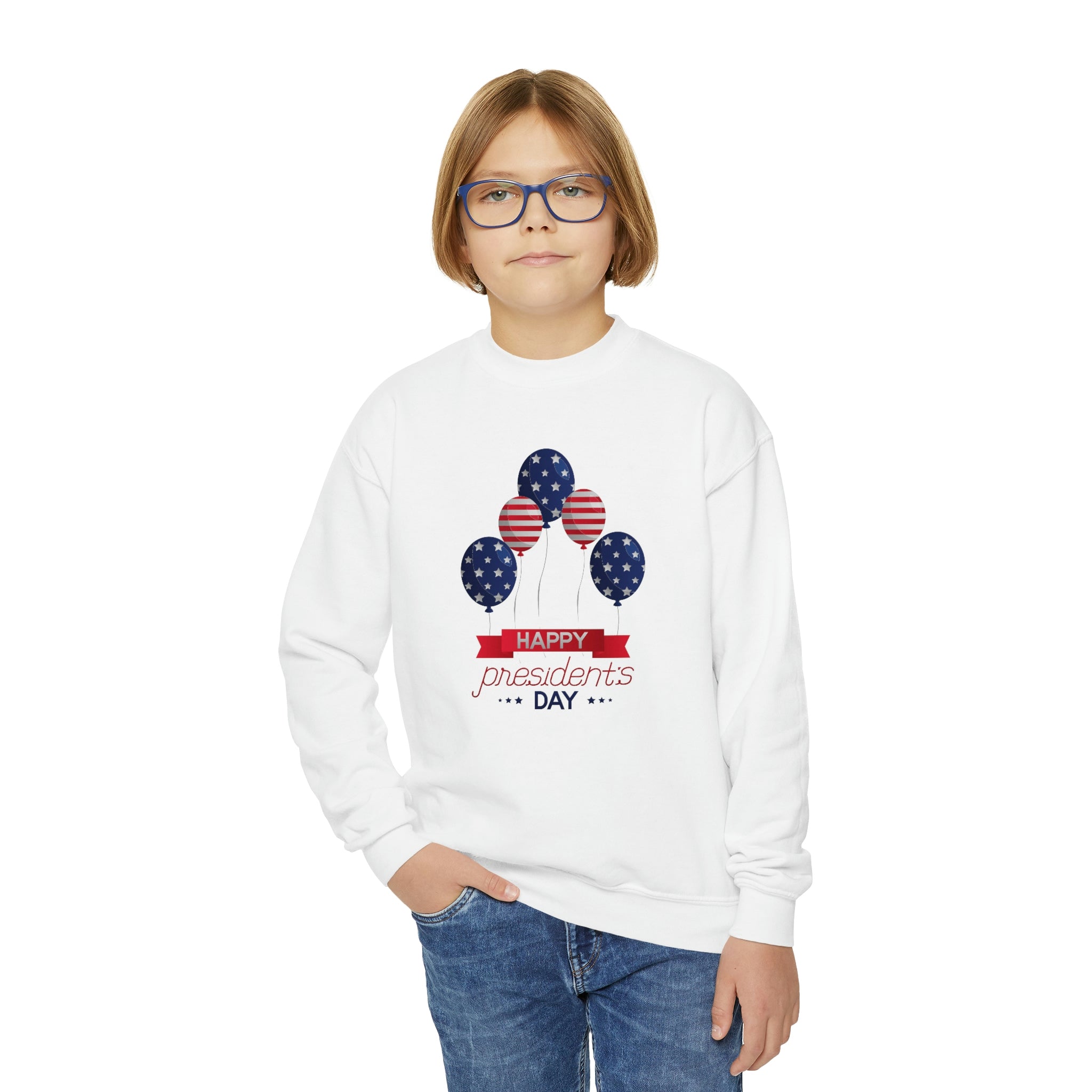 Happy President's Day Stars & Stripe Youth Crewneck Sweatshirt