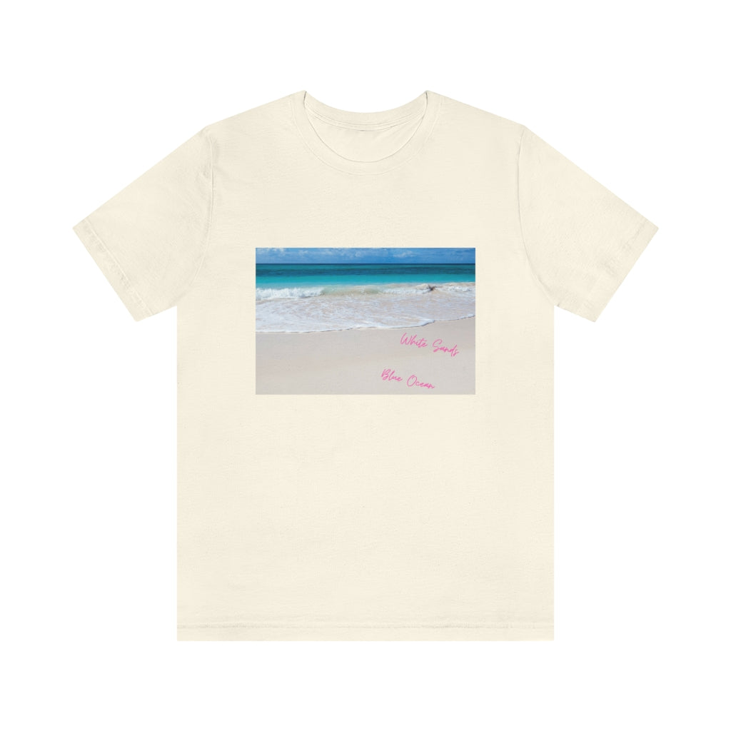 White Sands Blue Ocean Unisex Jersey Short Sleeve Tee