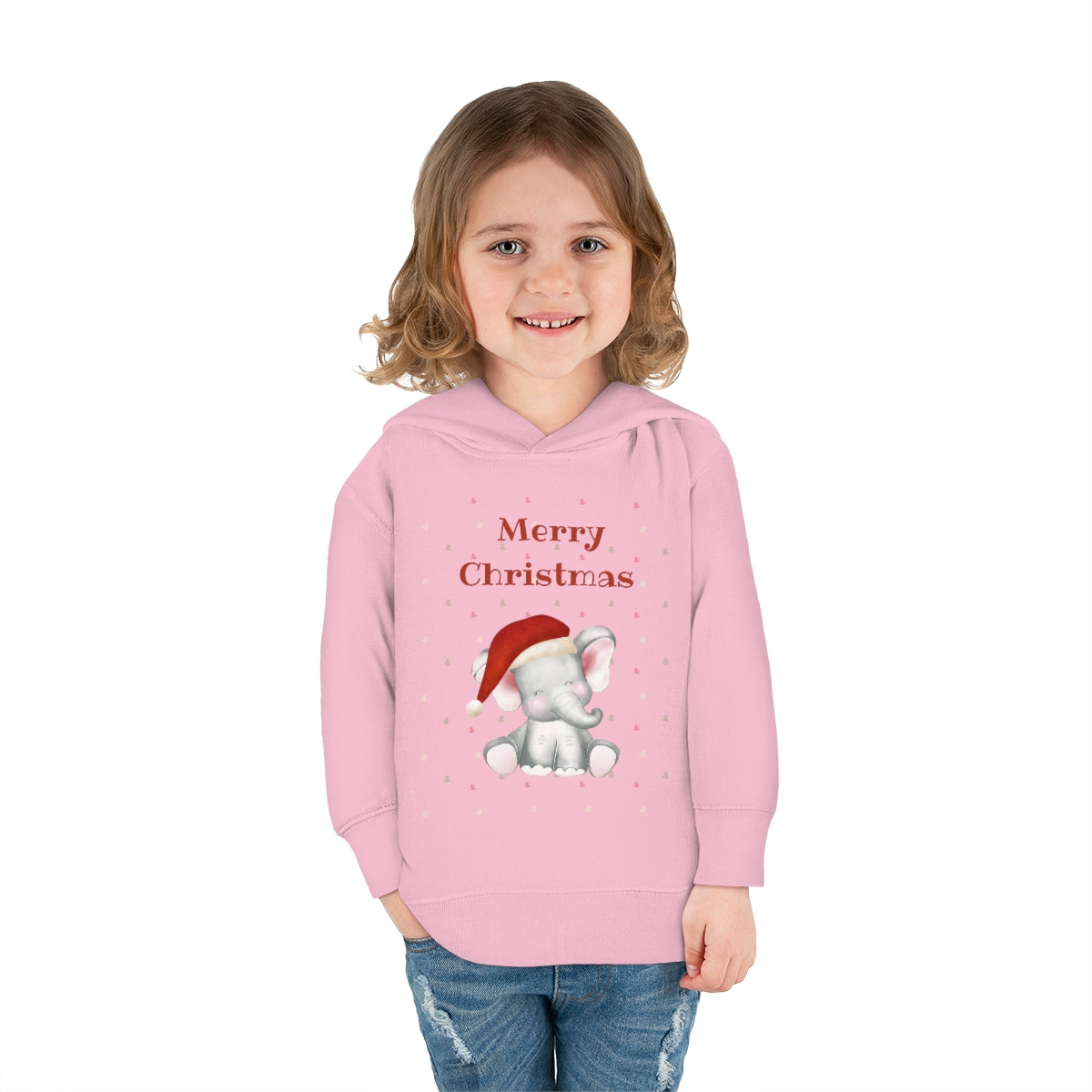 Cute Christmas Elephant Toddler Pullover Fleece Hoodie