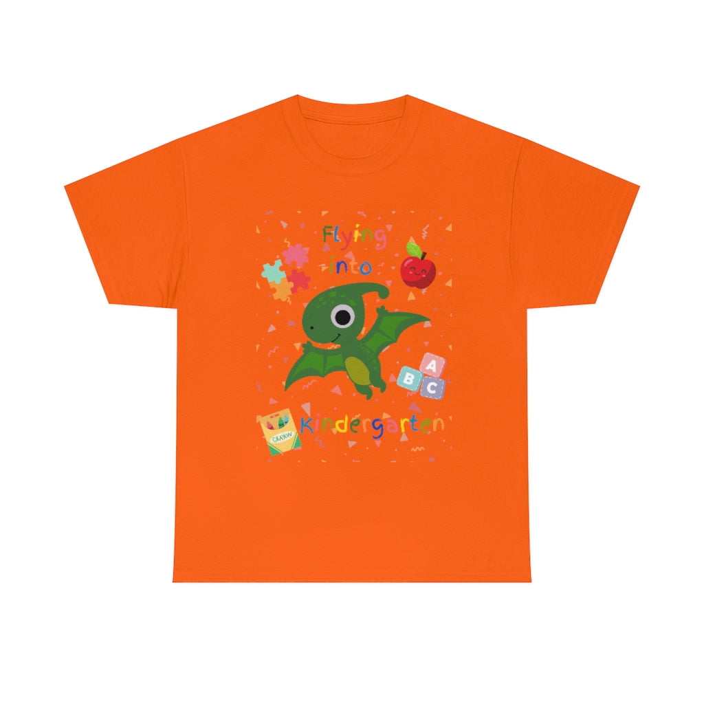 Flying Into Kindergarten Unisex Heavy Cotton Tee