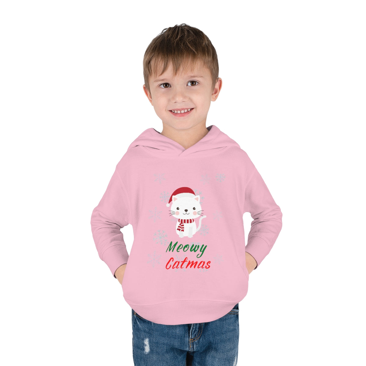 Meowy Catmas Toddler Pullover Fleece Hoodie