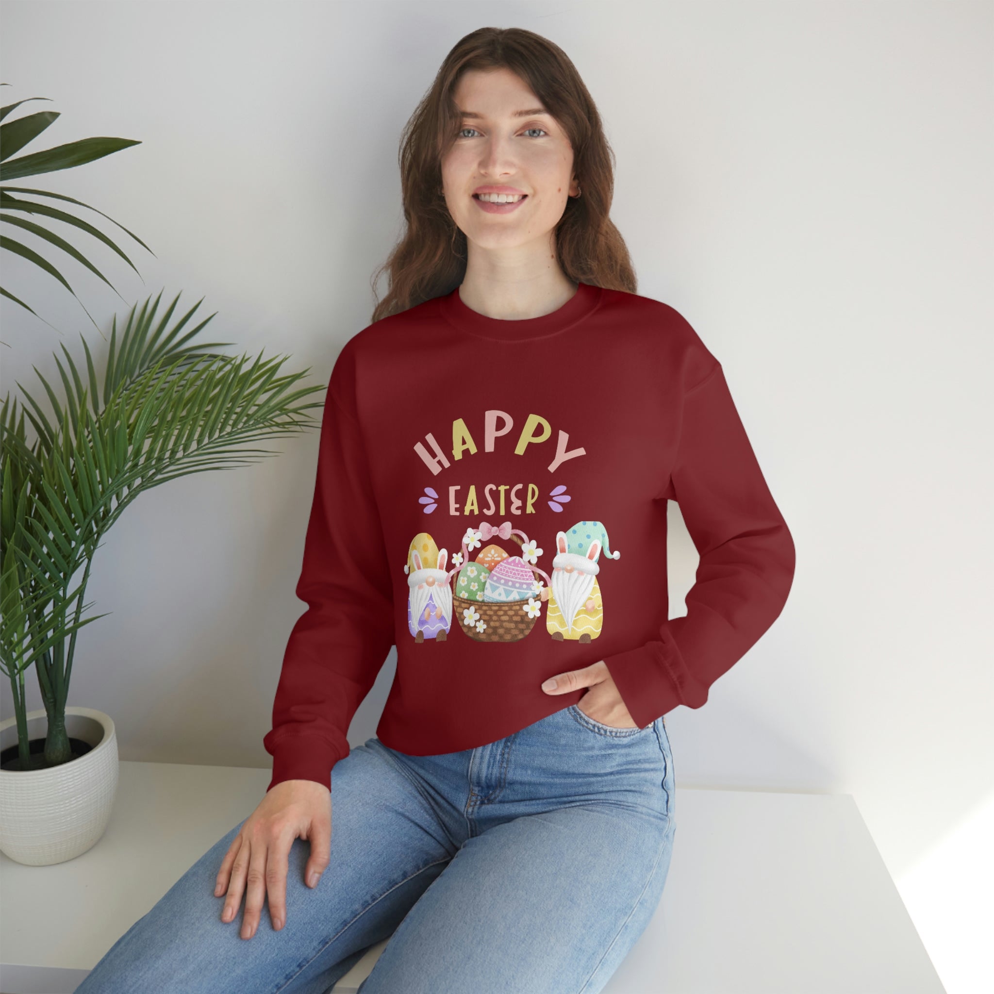 Happy Easter Gnome Unisex Heavy Blend™ Crewneck Sweatshirt