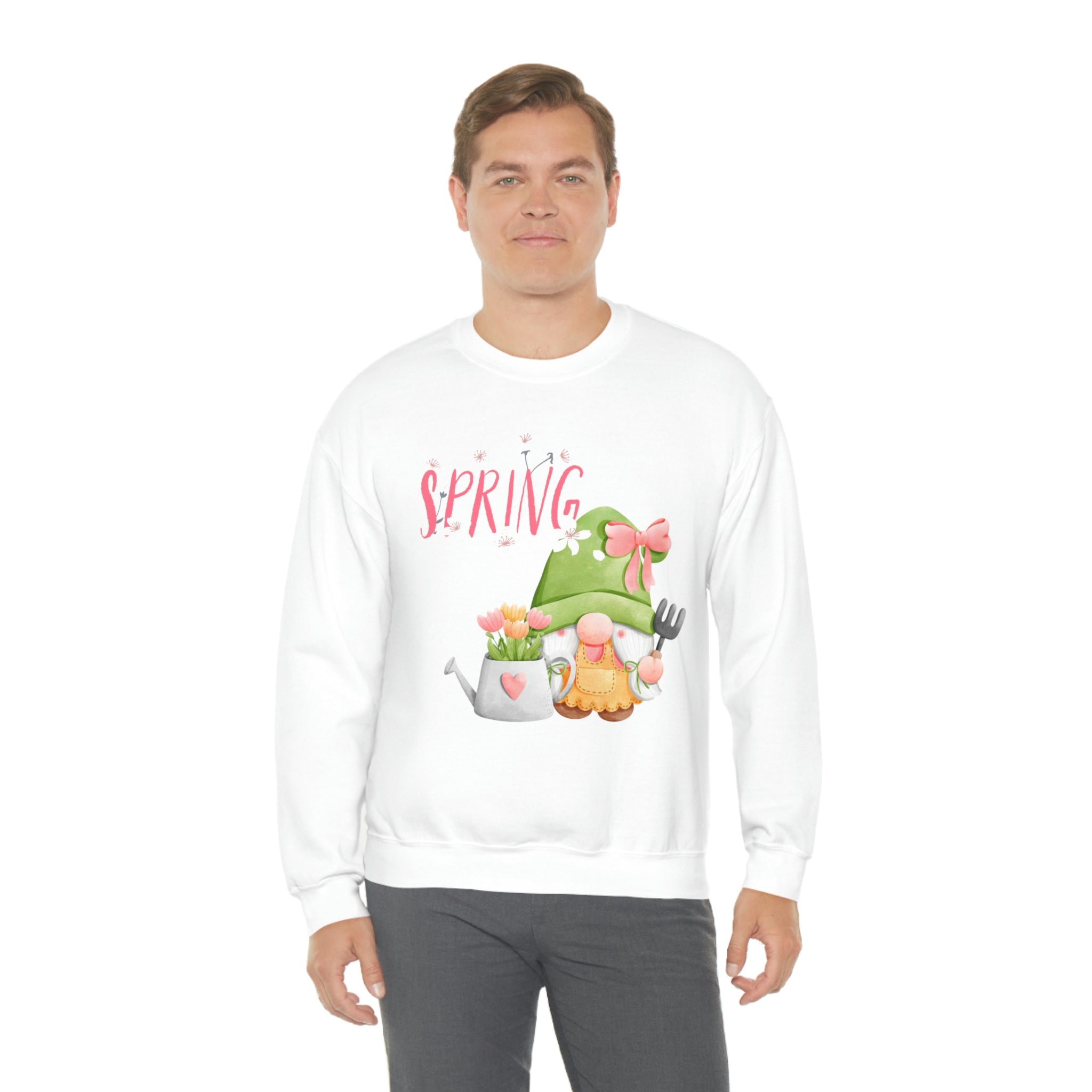 Gnome Happy Spring Unisex Heavy Blend™ Crewneck Sweatshirt