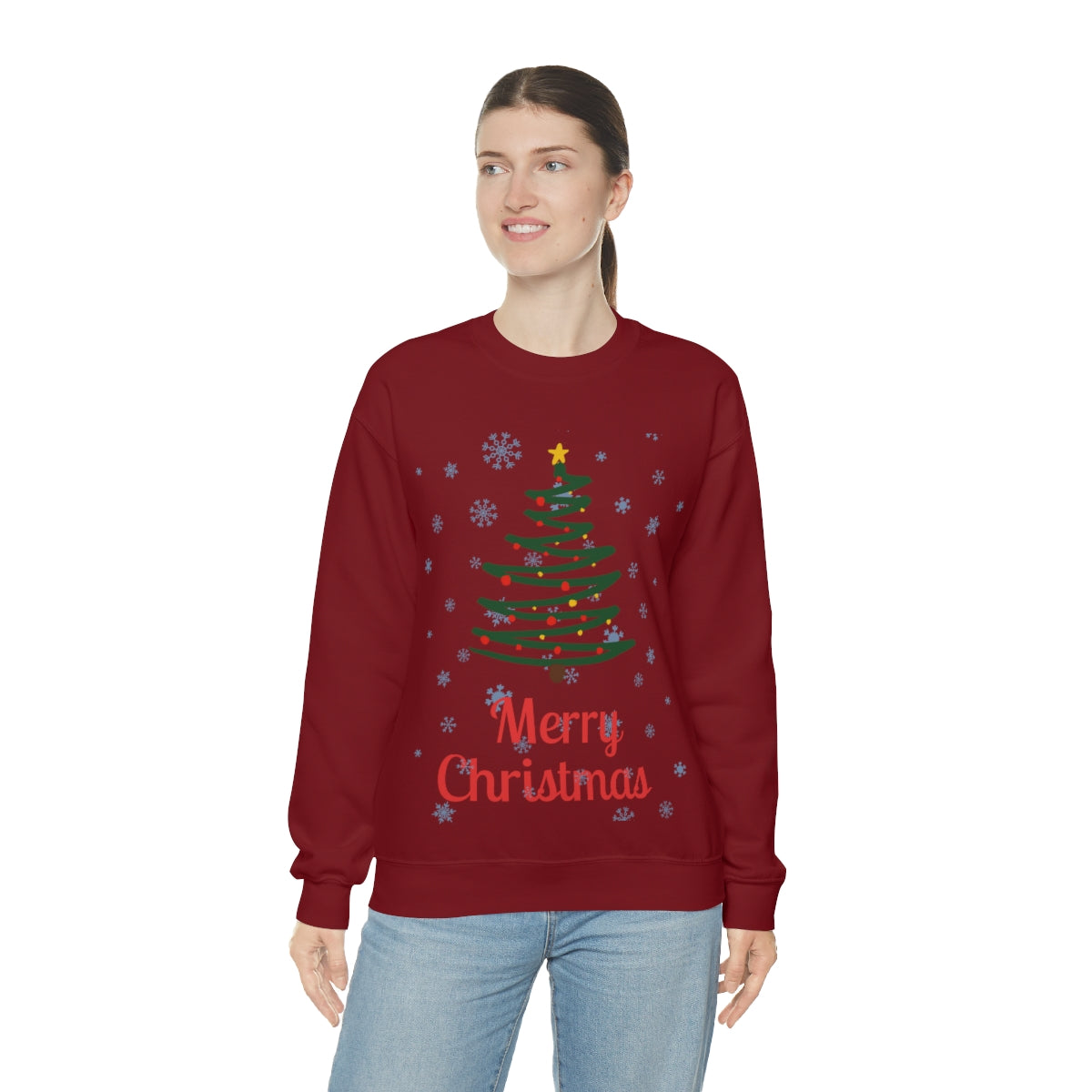 Merry Christmas Tree Unisex Heavy Blend™ Crewneck Sweatshirt