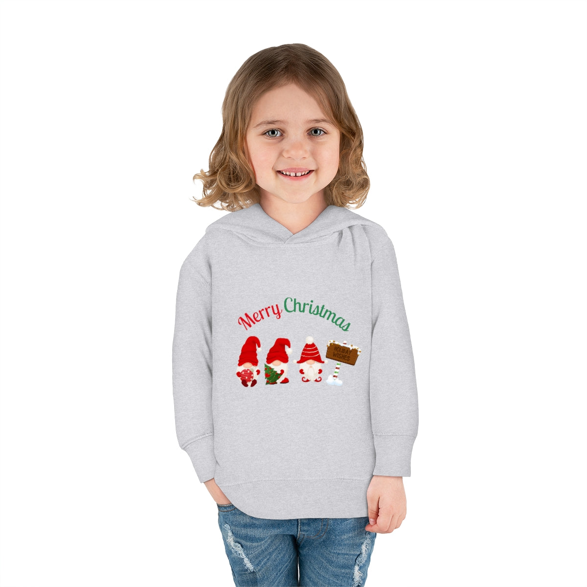 Cute Gnome Merry Christmas Toddler Pullover Fleece Hoodie