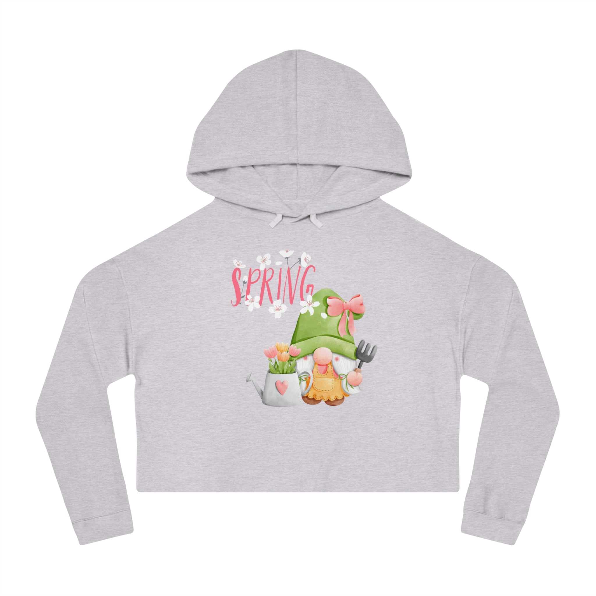 Gnome Happy Spring Women’s Cropped Hooded Sweatshirt