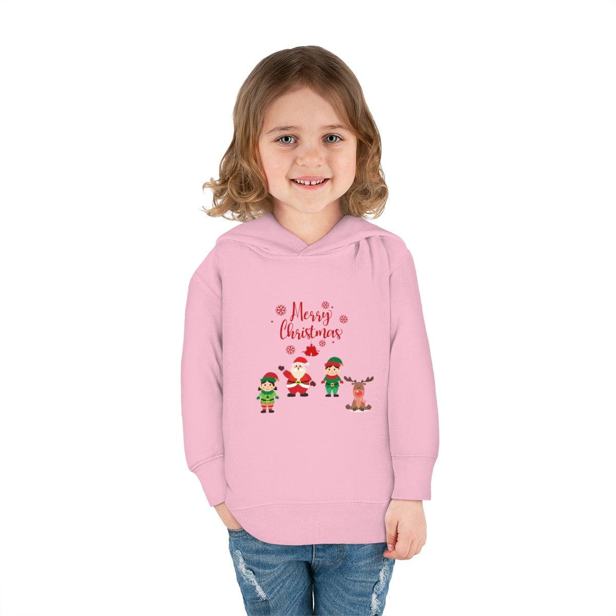 Merry Christmas From Santa & Helpers Toddler Pullover Fleece Hoodie