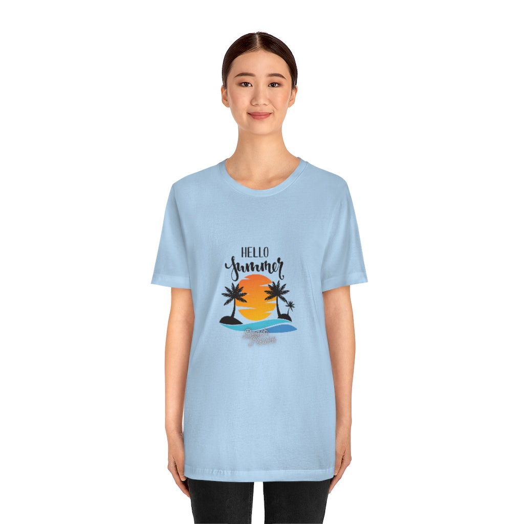 Hello Summer Beach Please Unisex Jersey Short Sleeve Tee