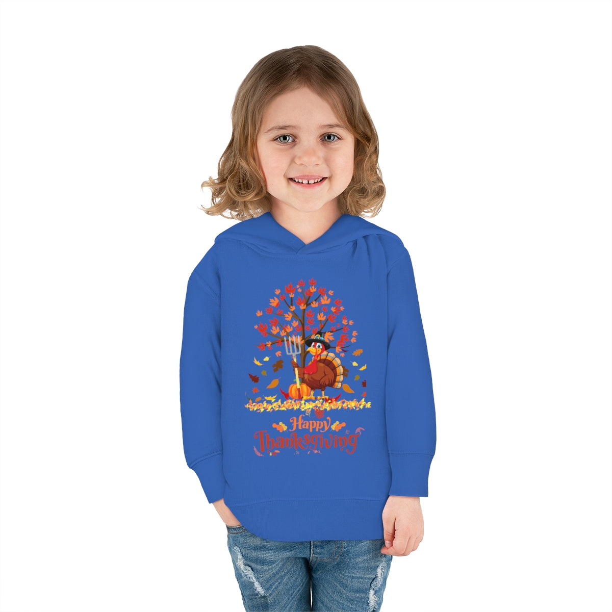 Happy Thanksgiving Turkey Pilgrim Toddler Pullover Fleece Hoodie