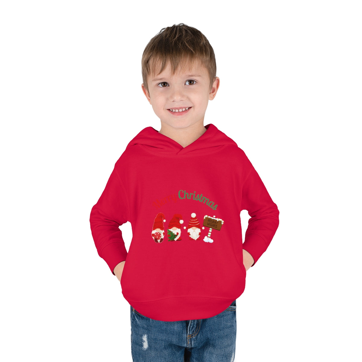 Cute Gnome Merry Christmas Toddler Pullover Fleece Hoodie