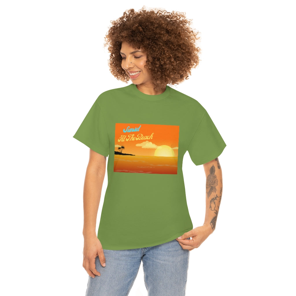 Sunset At The Beach Unisex Heavy Cotton Tee