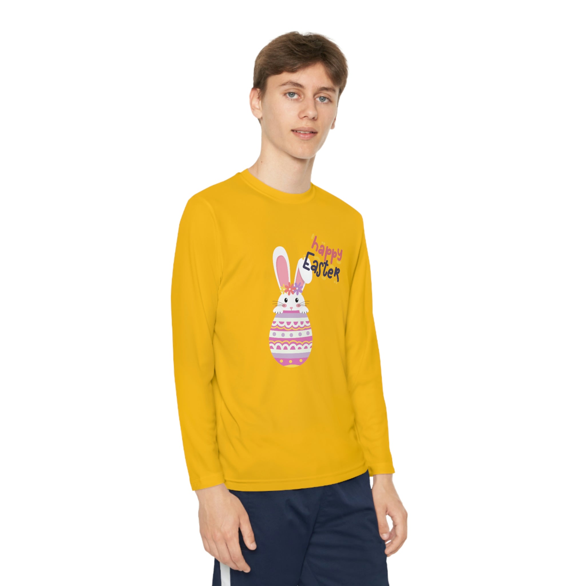 Happy Easter Day Bunny Youth Long Sleeve Competitor Tee