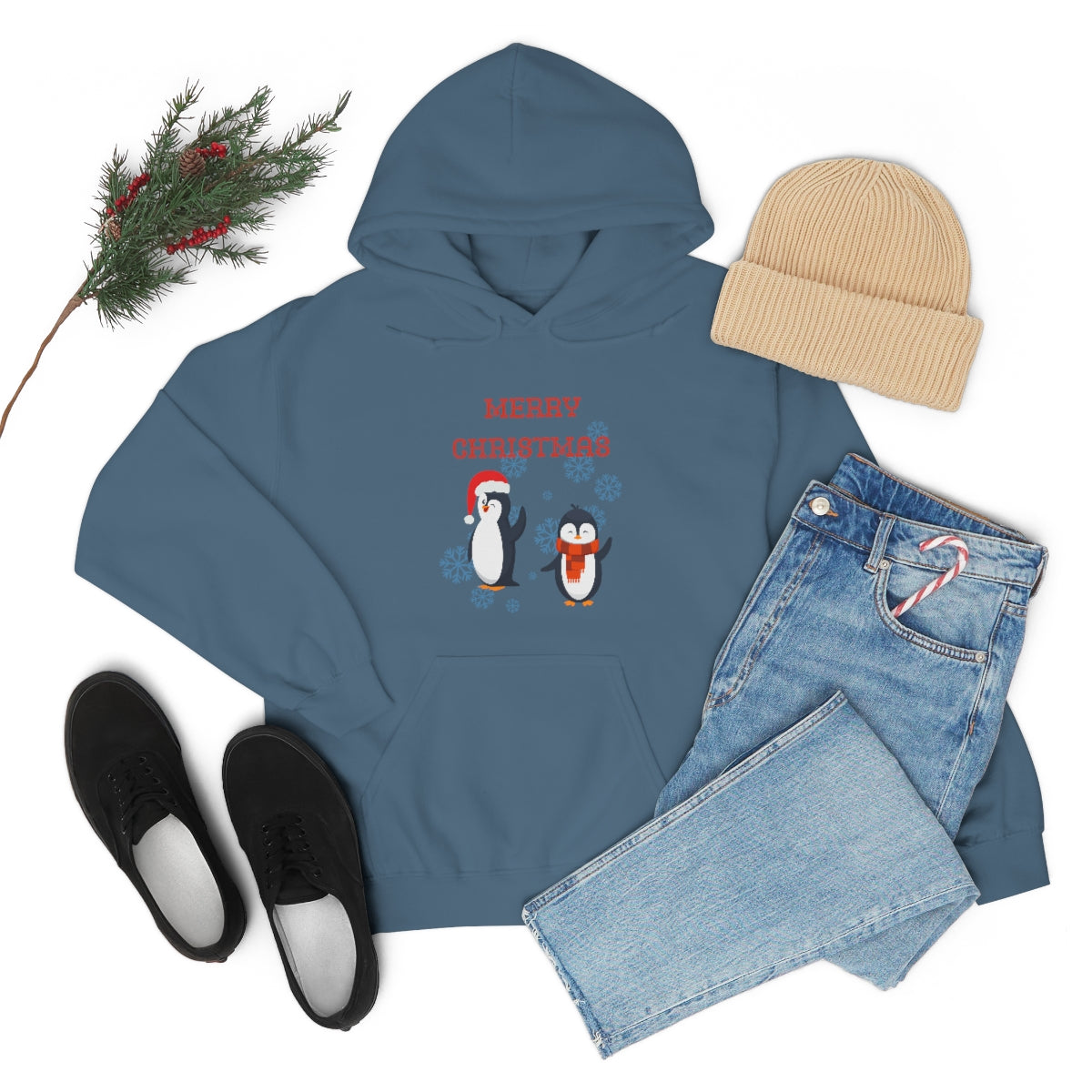 Penguins Merry Christmas Unisex Heavy Blend™ Hooded Sweatshirt