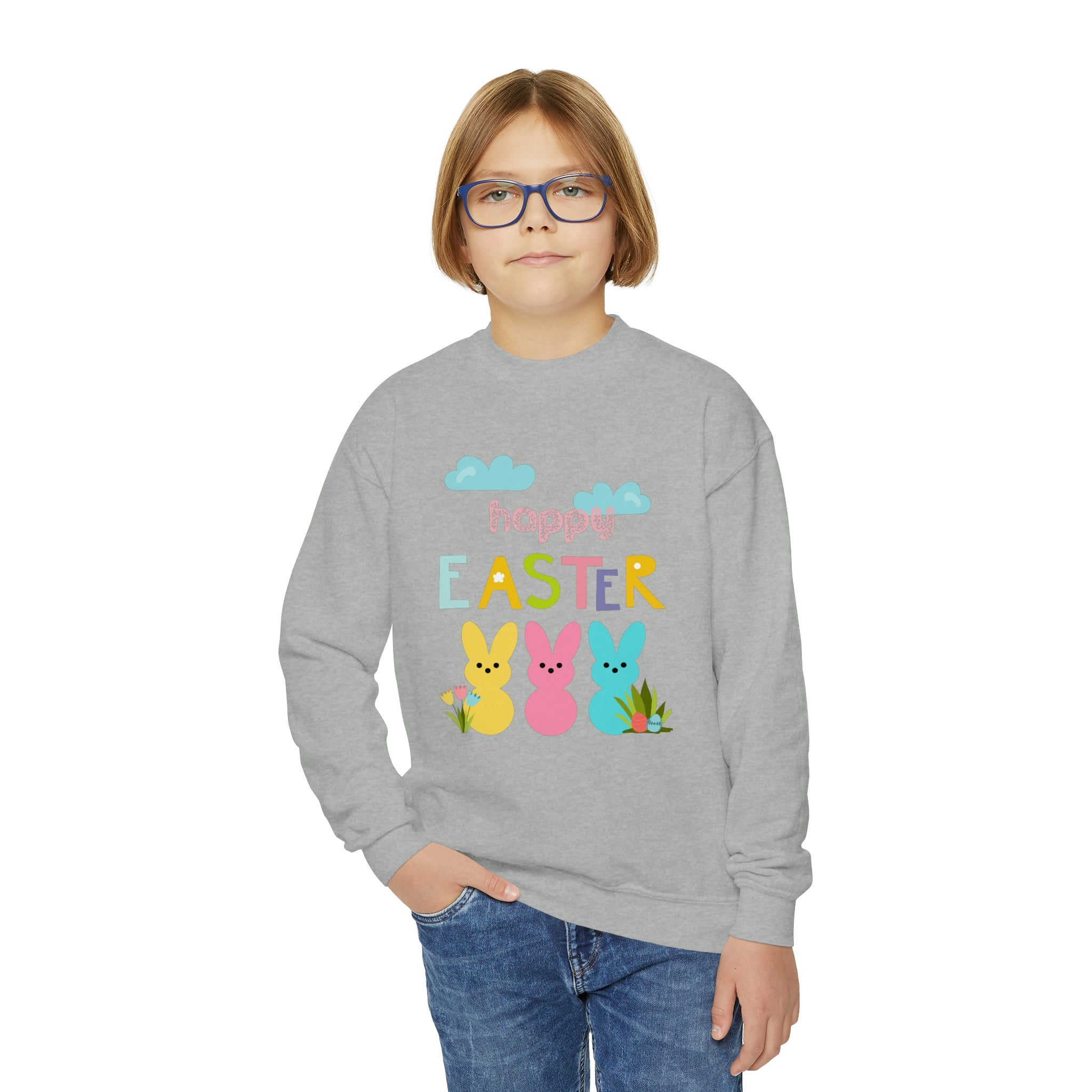 Happy Easter Bunny Youth Crewneck Sweatshirt