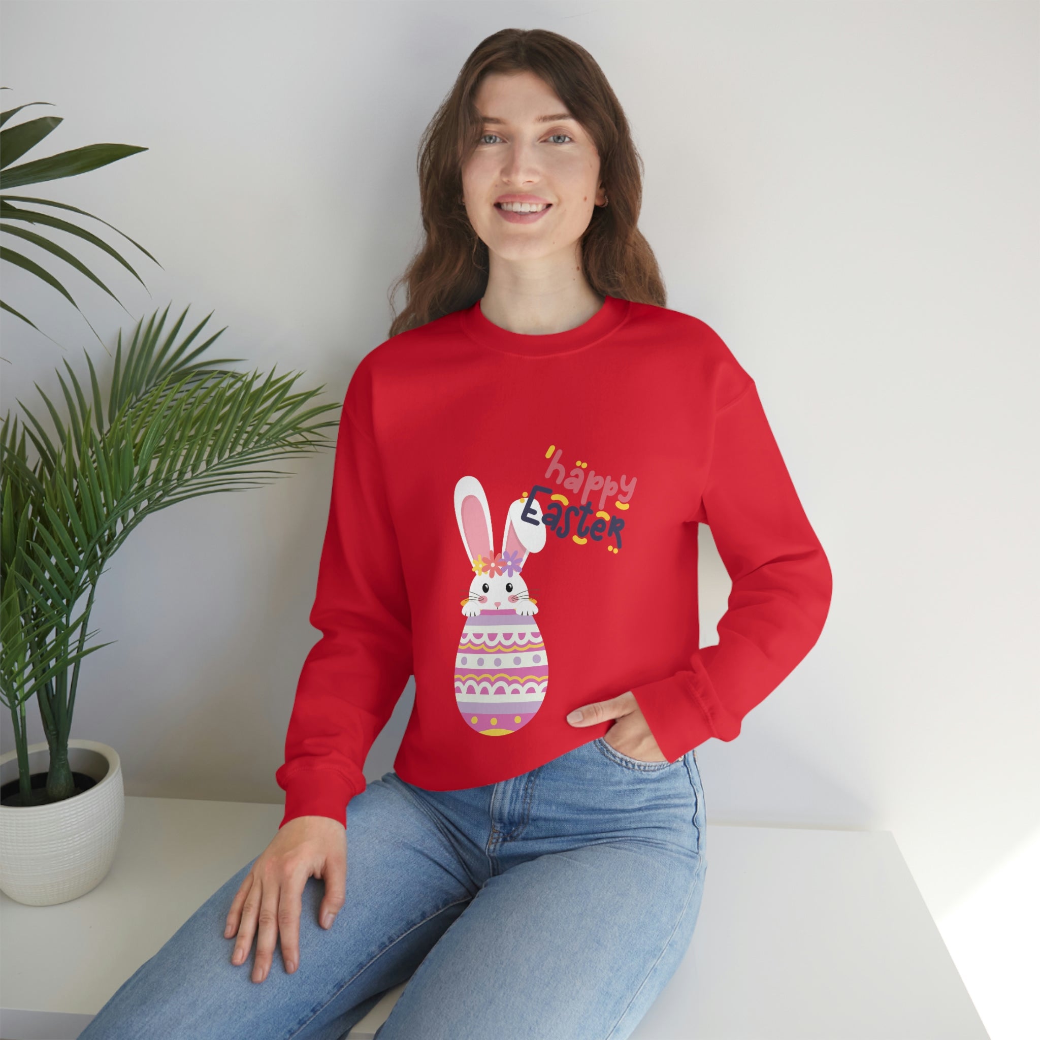 Happy Easter Day Bunny Unisex Heavy Blend™ Crewneck Sweatshirt