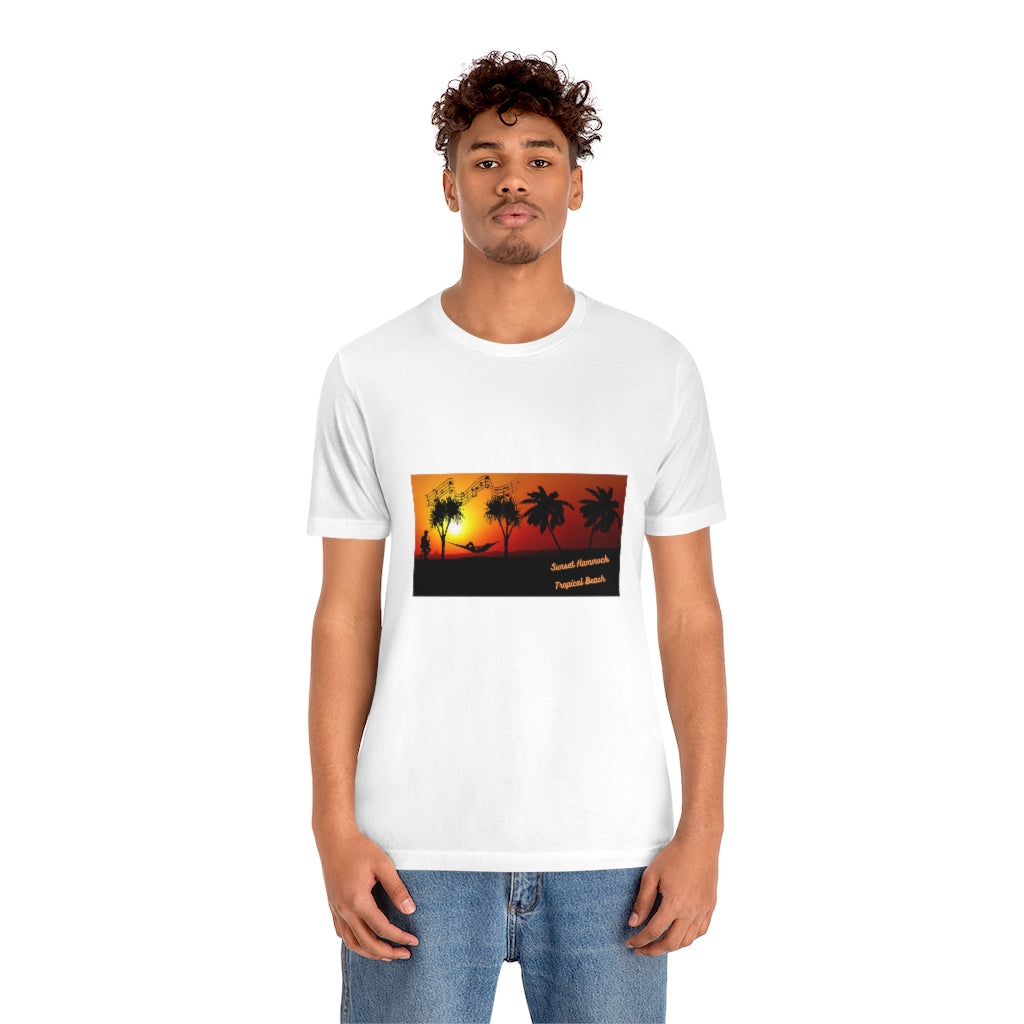 Sunset Hammock Tropical Beach Unisex Jersey Short Sleeve Tee