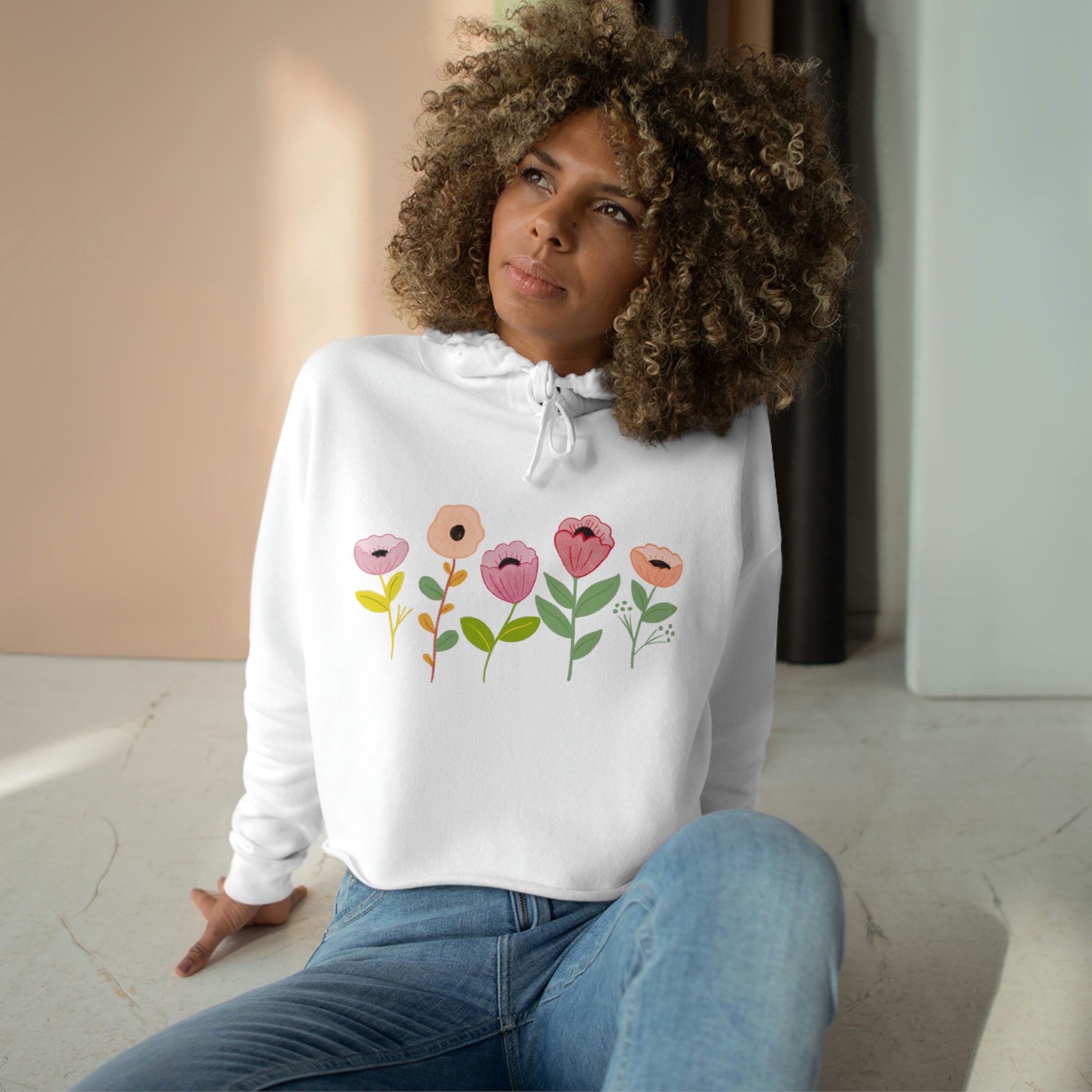 Spring Flowers Crop Hoodie