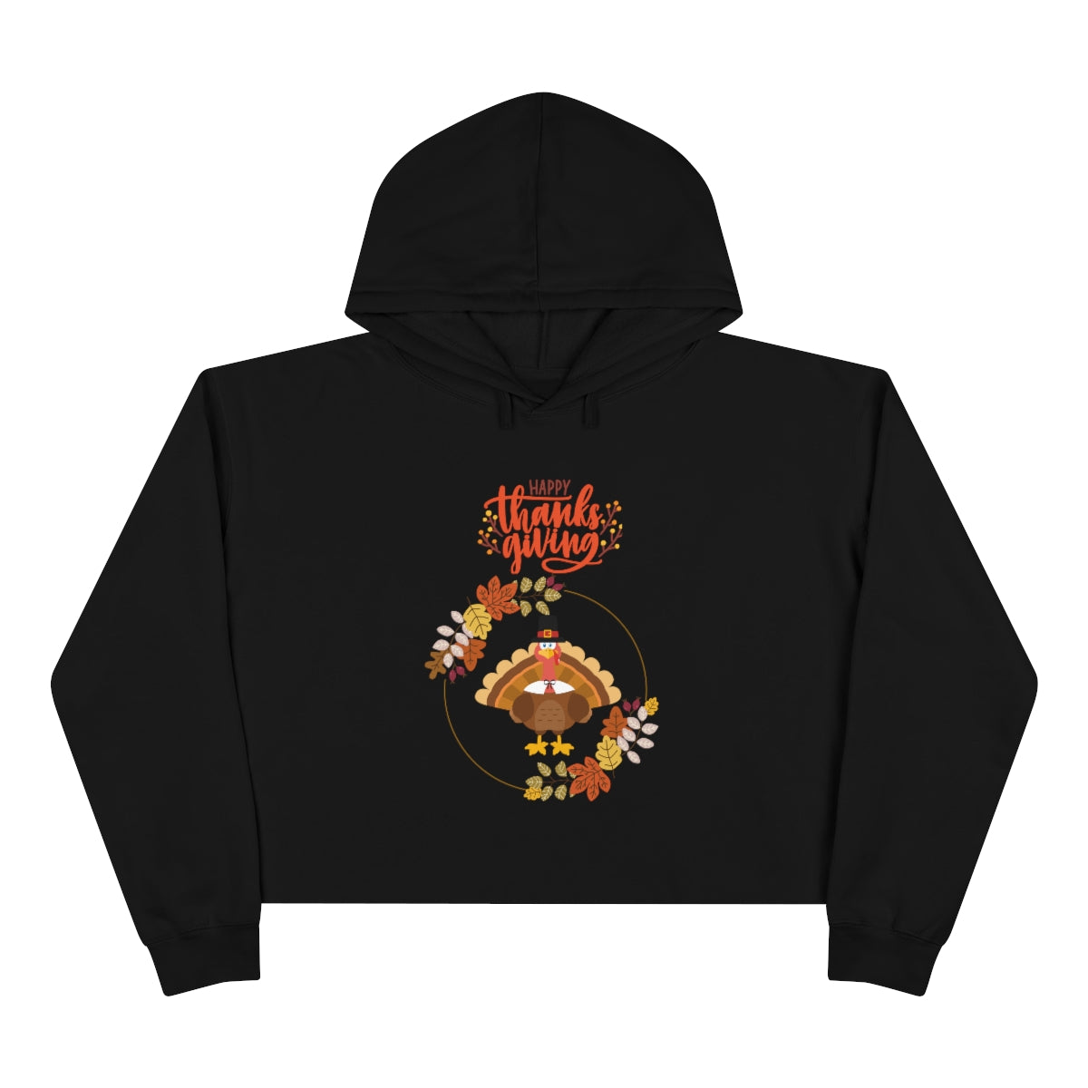 Happy Thanksgiving Pilgrim Turkey Crop Hoodie