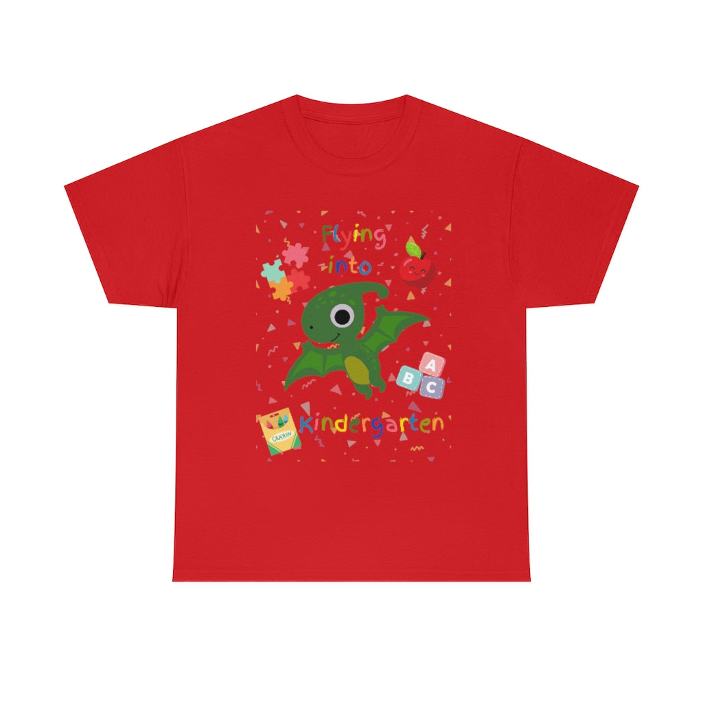 Flying Into Kindergarten Unisex Heavy Cotton Tee