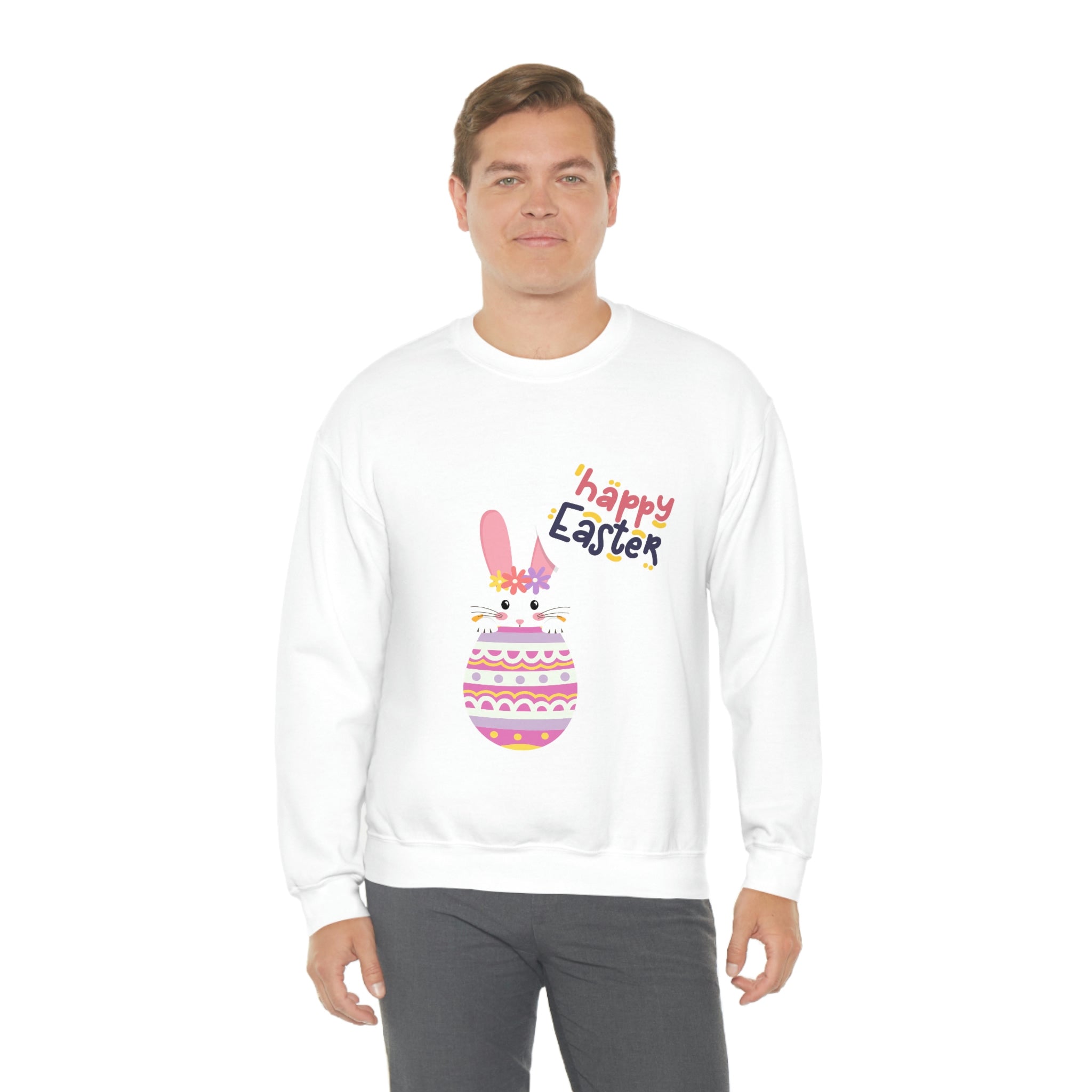 Happy Easter Day Bunny Unisex Heavy Blend™ Crewneck Sweatshirt