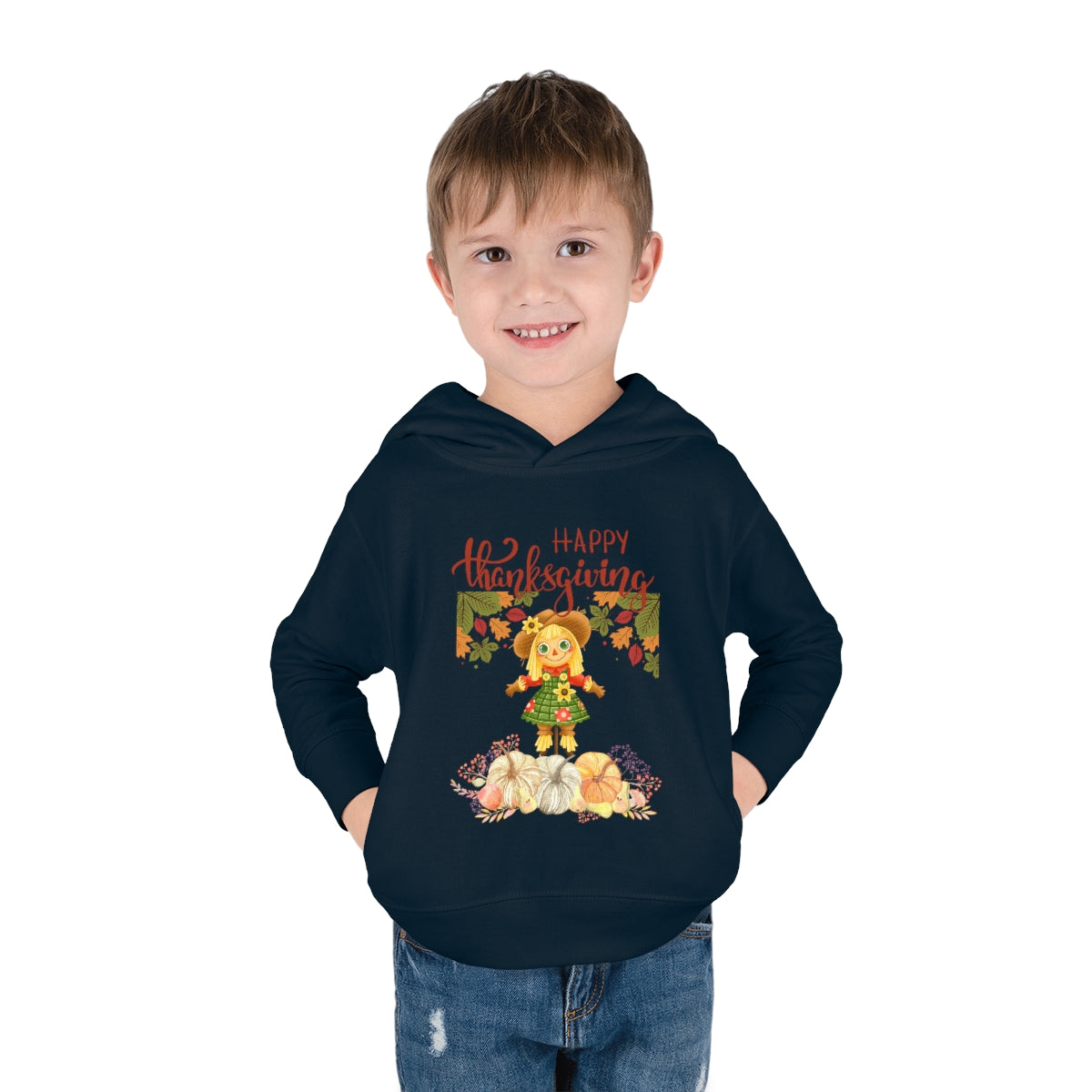 Scarecrow Happy Thanksgiving Toddler Pullover Fleece Hoodie