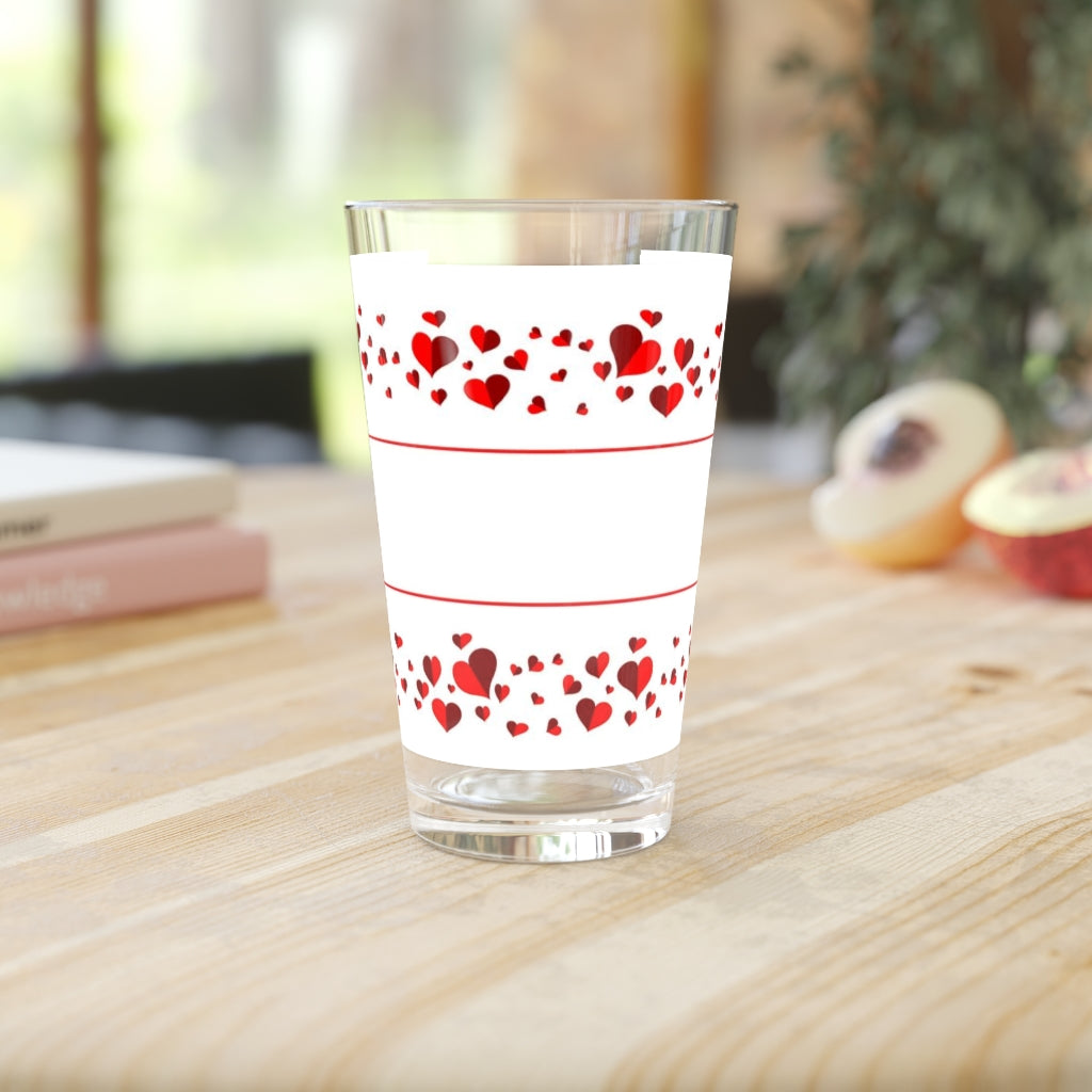 Hearts Pint Glass, 16oz