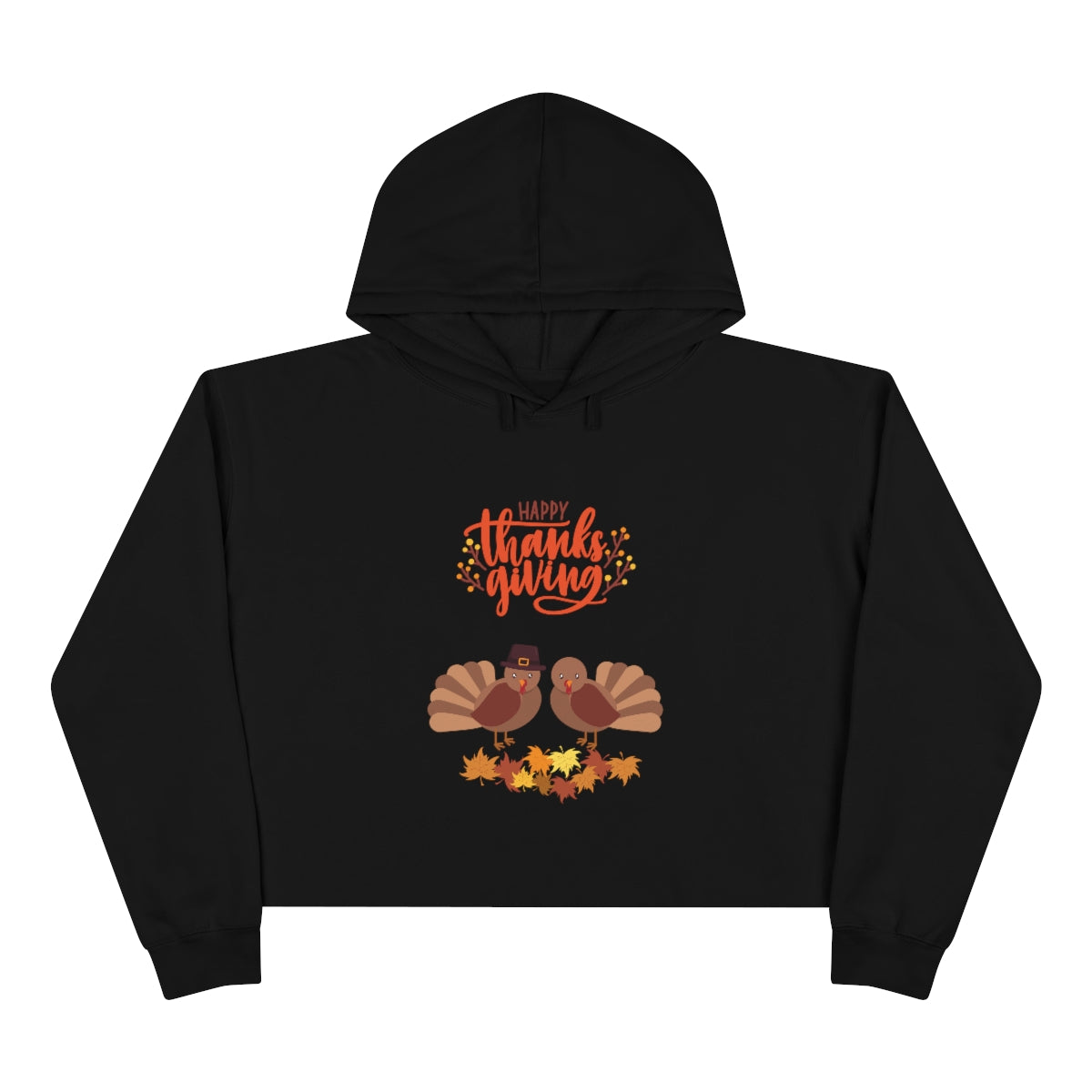 Cute Thanksgiving Turkey Pilgrim Crop Hoodie