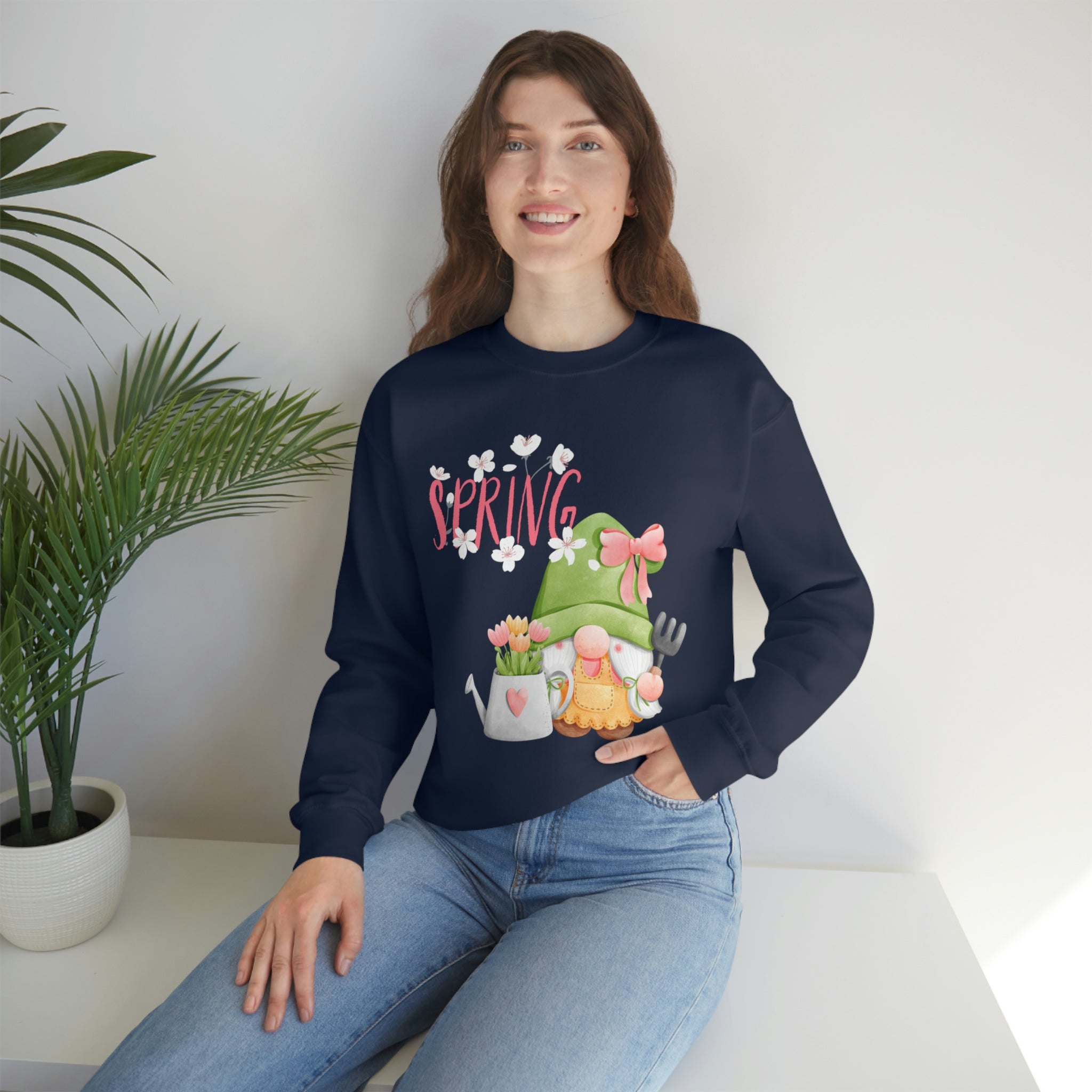 Gnome Happy Spring Unisex Heavy Blend™ Crewneck Sweatshirt