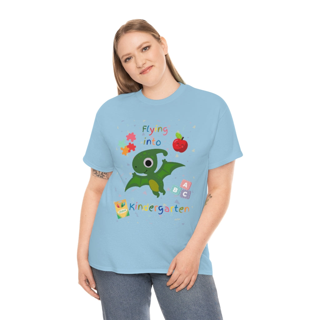 Flying Into Kindergarten Unisex Heavy Cotton Tee