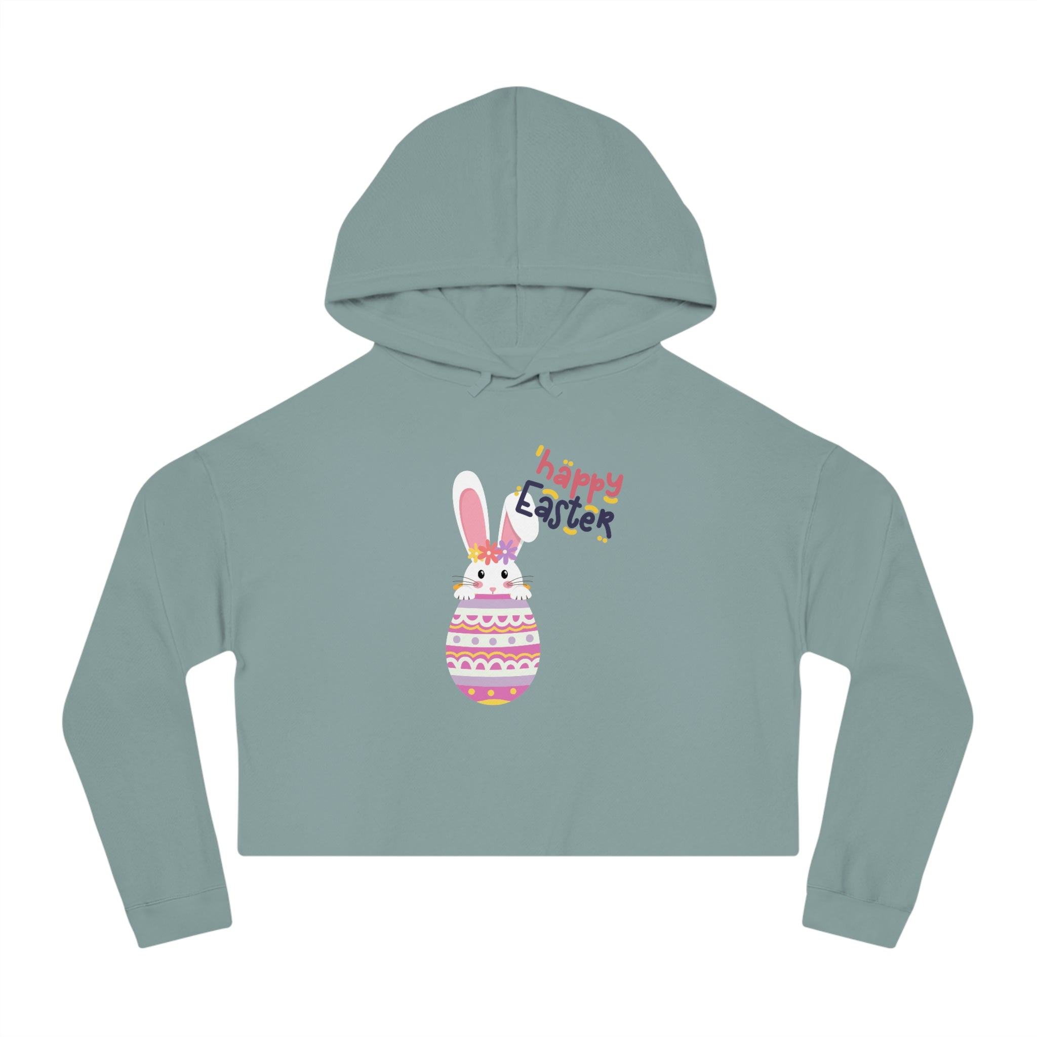 Happy Easter Day Bunny Women’s Cropped Hooded Sweatshirt