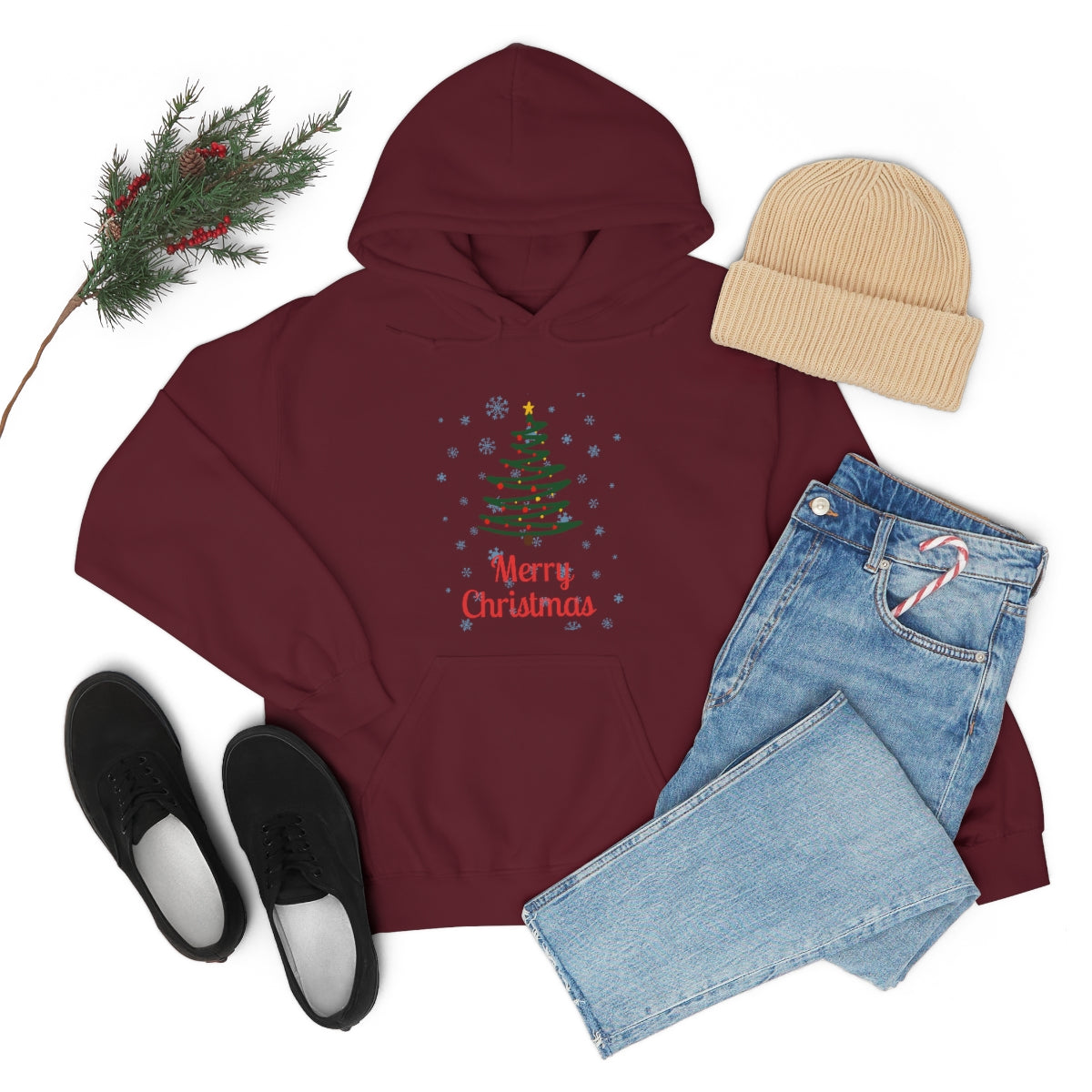 Merry Christmas Tree Unisex Heavy Blend™ Hooded Sweatshirt