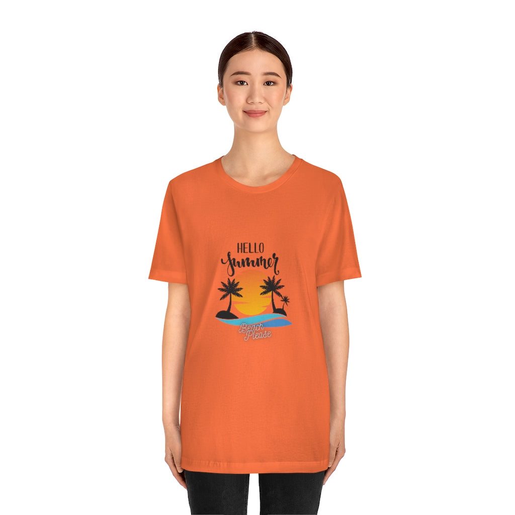 Hello Summer Beach Please Unisex Jersey Short Sleeve Tee