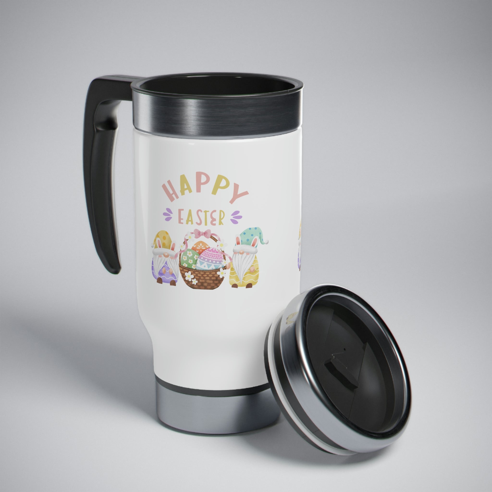 Happy Easter Gnome Stainless Steel Travel Mug with Handle, 14oz