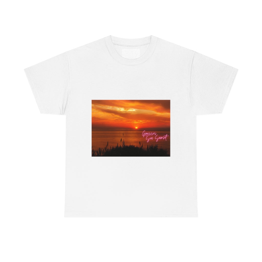 Grasses Sea Sunset Unisex Heavy Cotton Tee