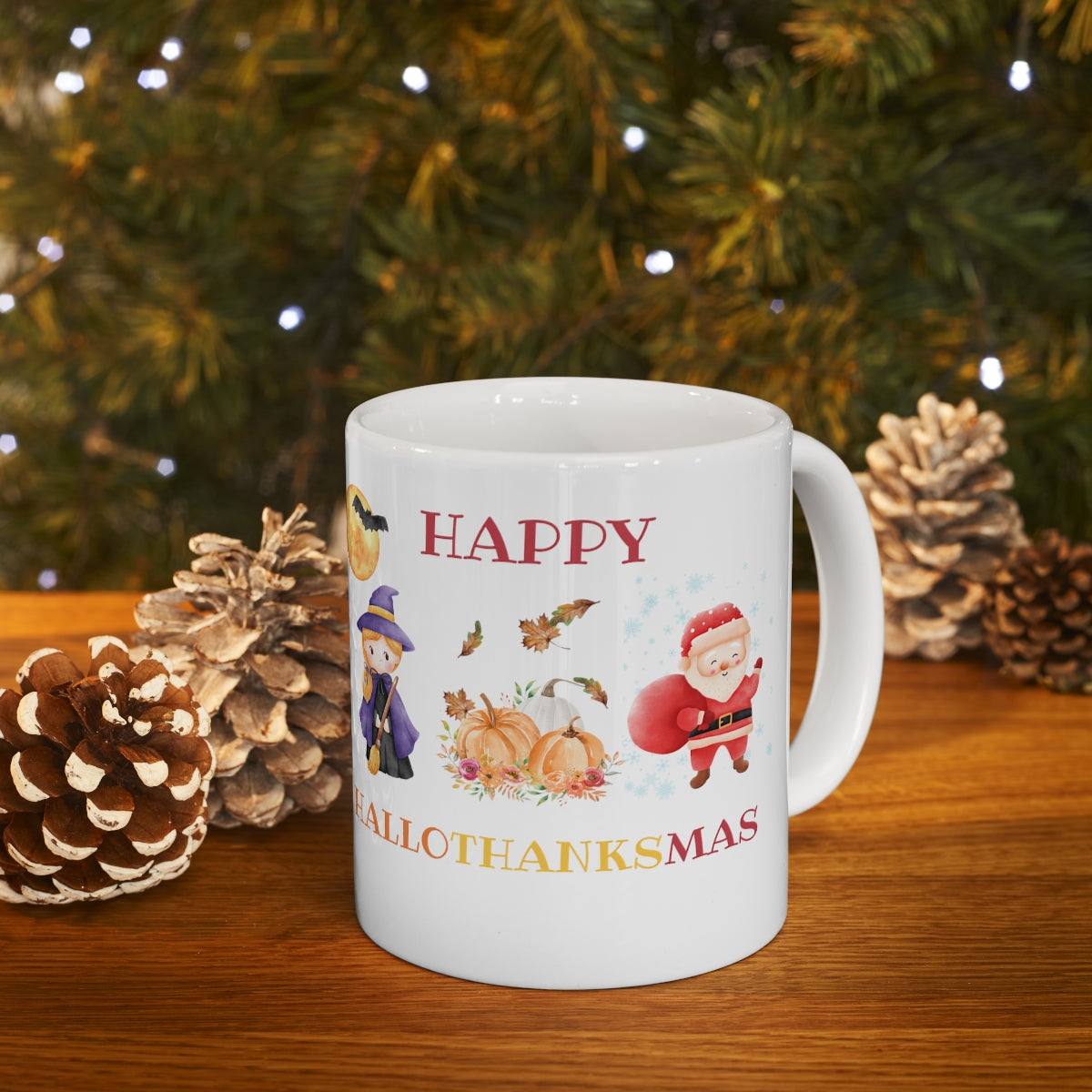 Happy Hallothanksmas Ceramic Mug 11oz