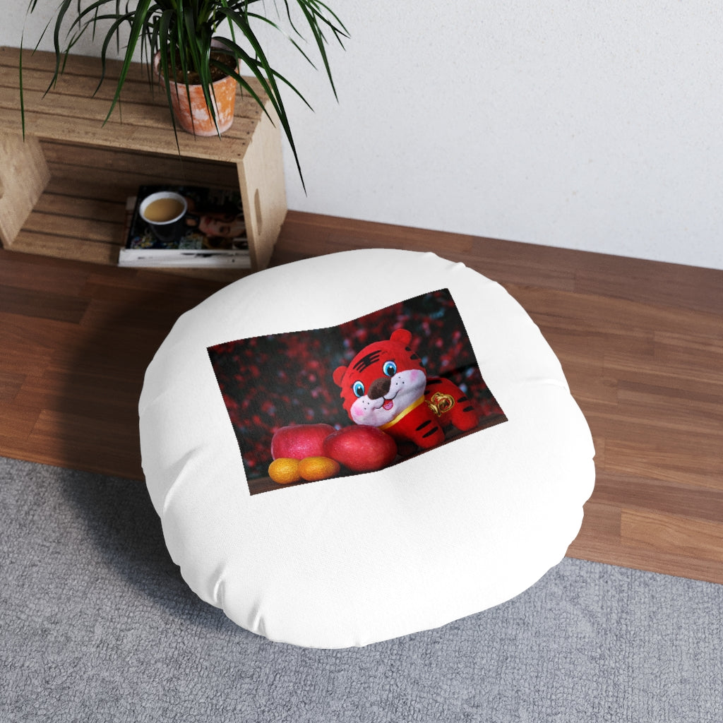 Tiger Tufted Floor Pillow, Round