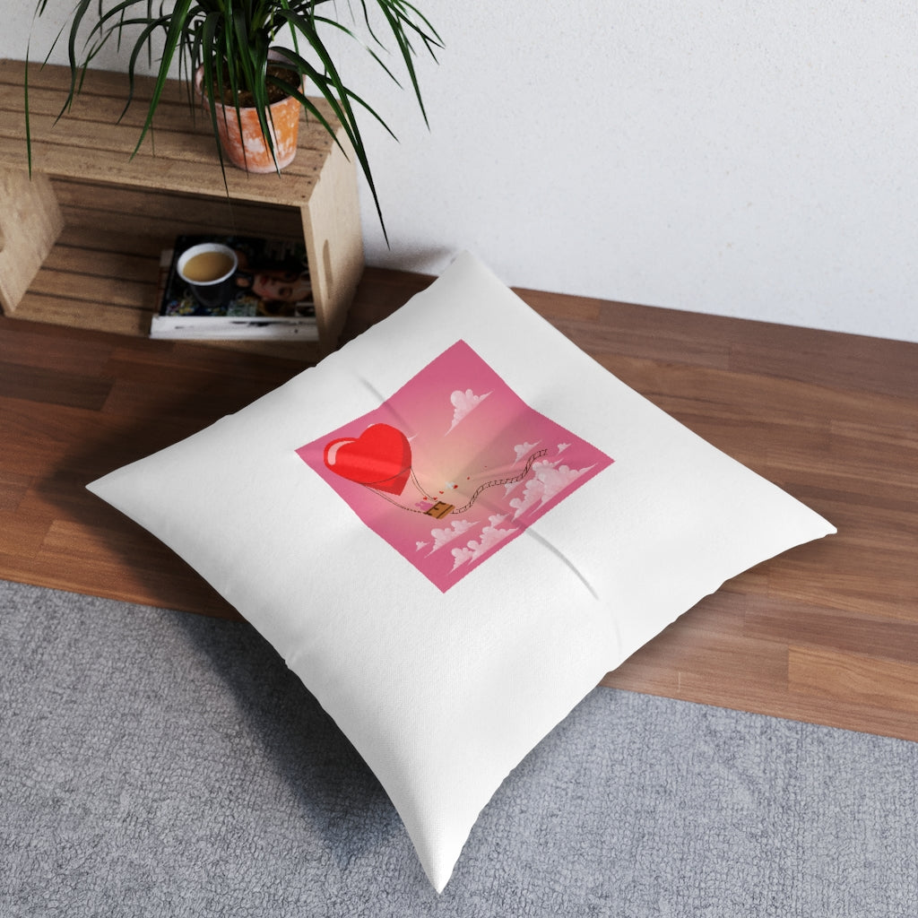 Happy Valentine's Day Tufted Floor Pillow, Square