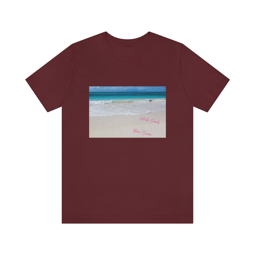 White Sands Blue Ocean Unisex Jersey Short Sleeve Tee