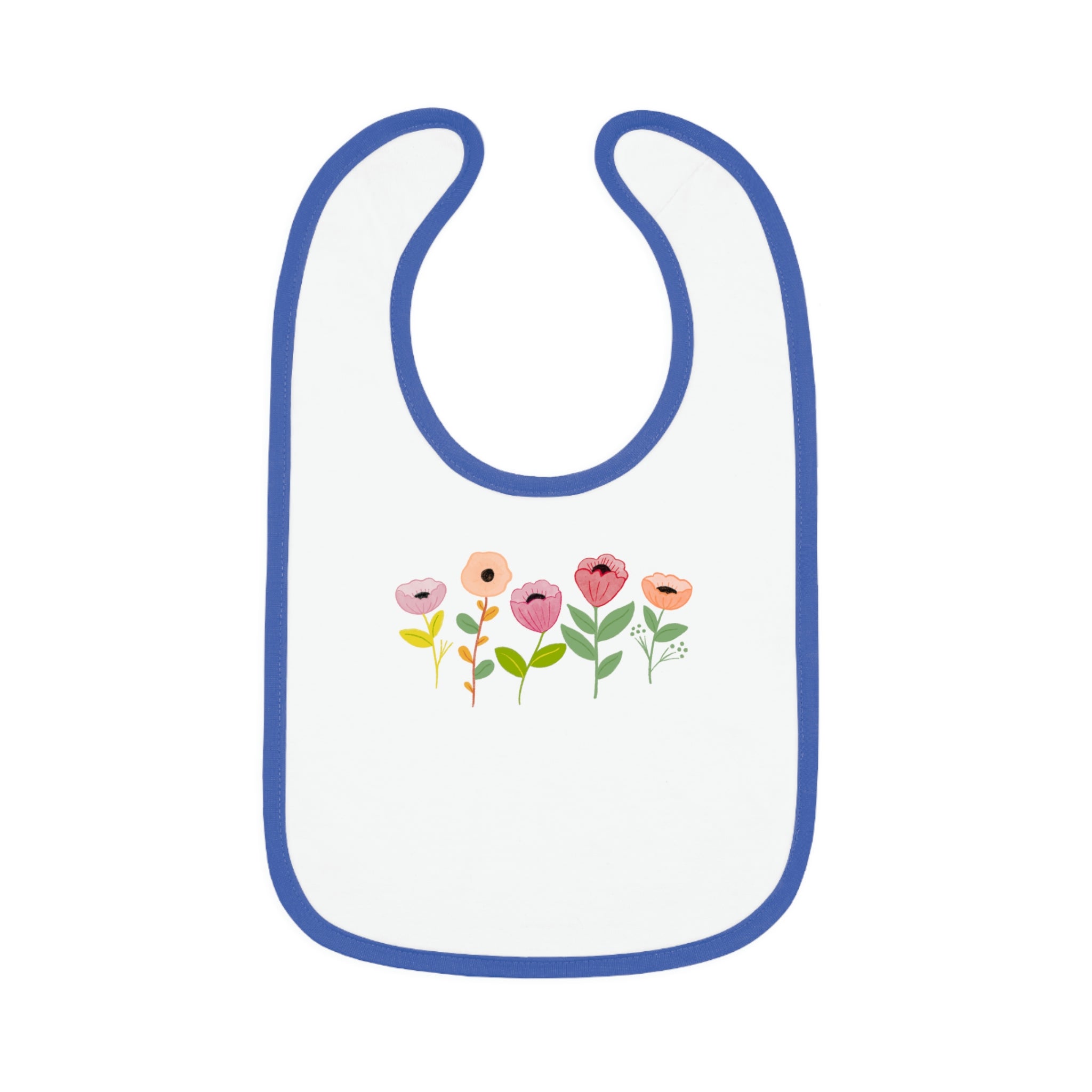 Spring Flowers Baby Contrast Trim Jersey Bib