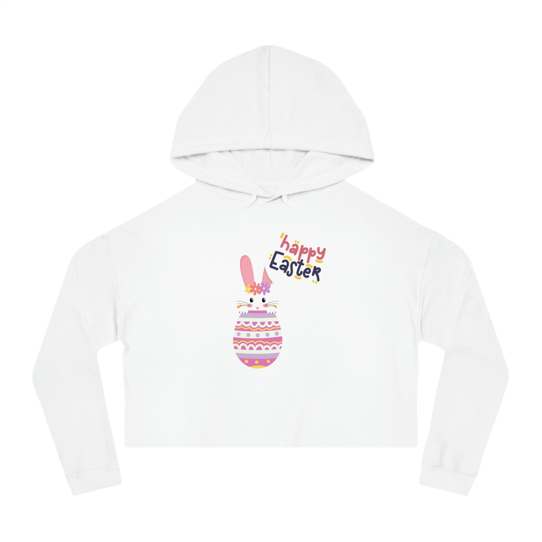 Happy Easter Day Bunny Women’s Cropped Hooded Sweatshirt