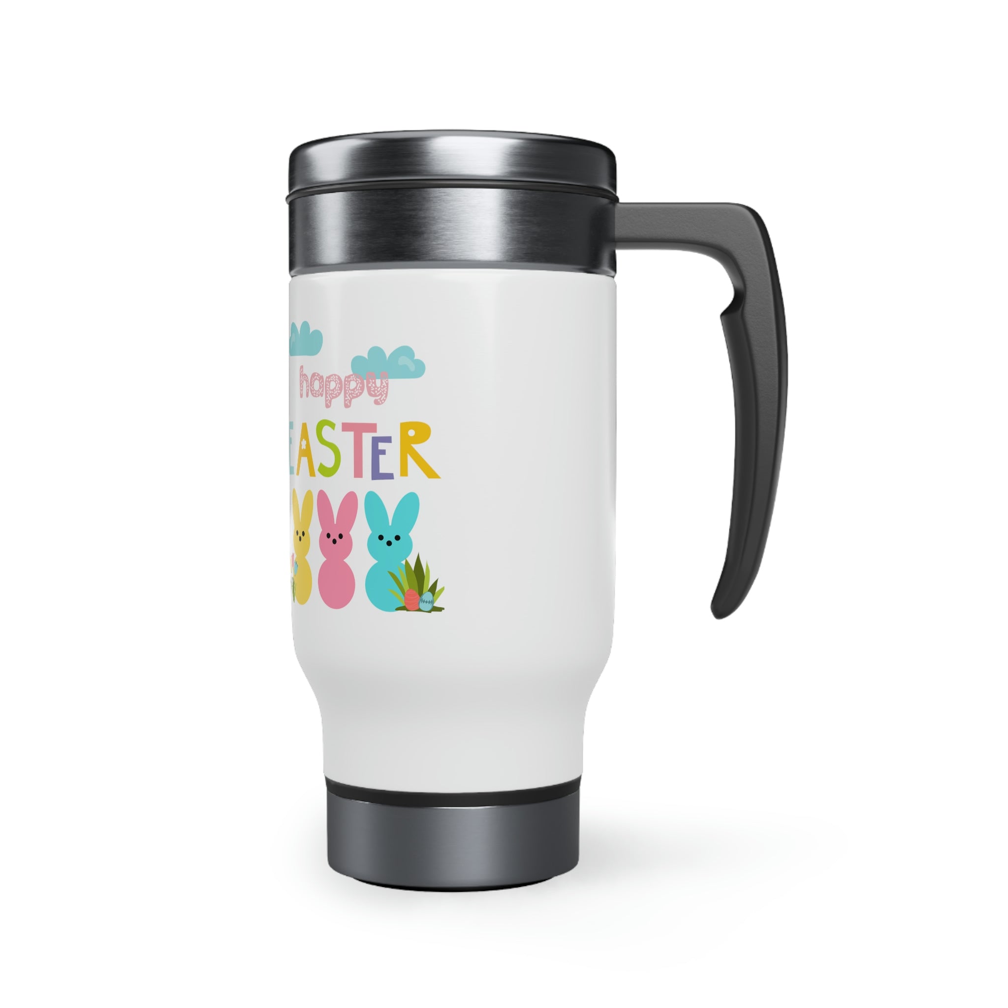 Happy Easter Bunny Stainless Steel Travel Mug with Handle, 14oz