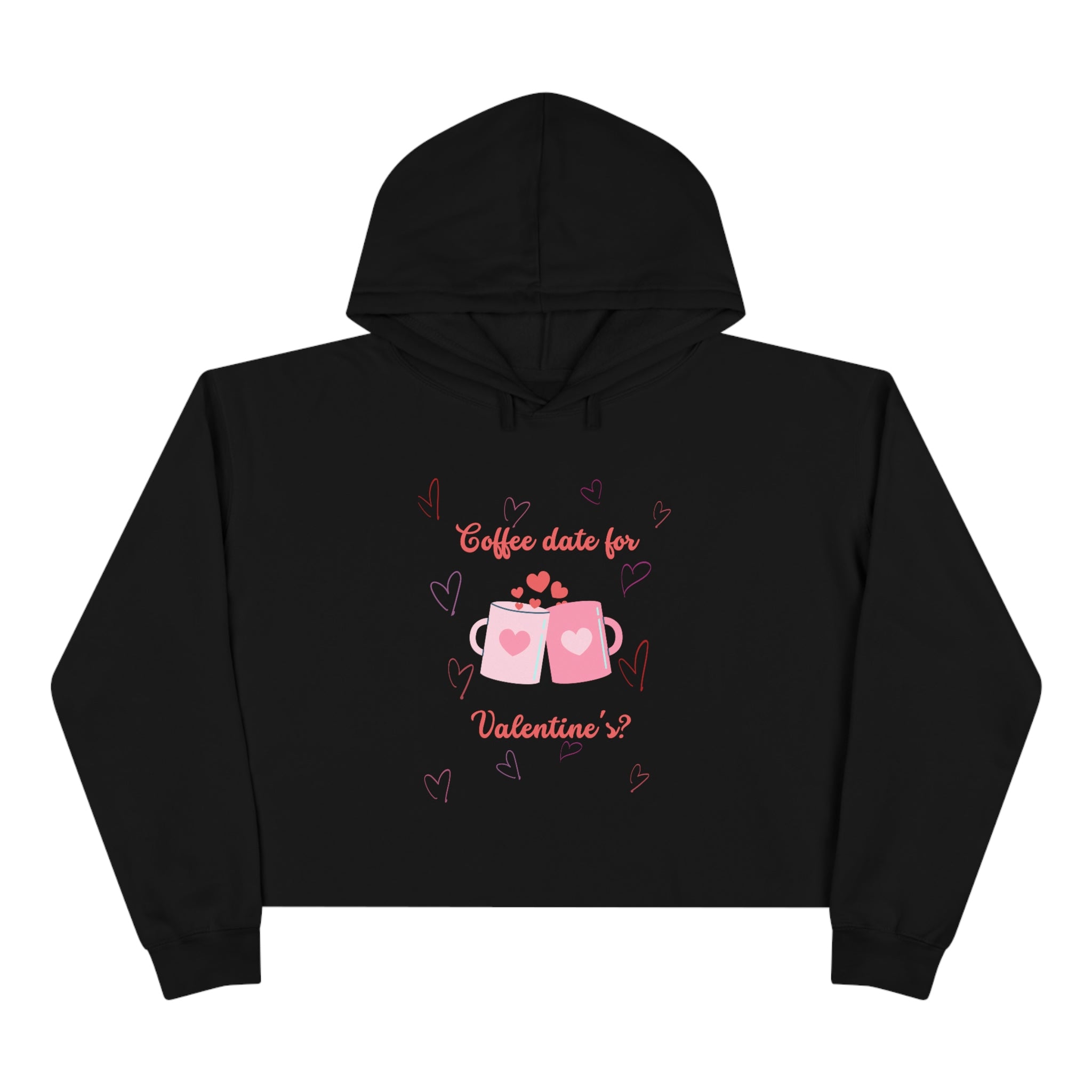 Coffee Date For Valentine's Crop Hoodie