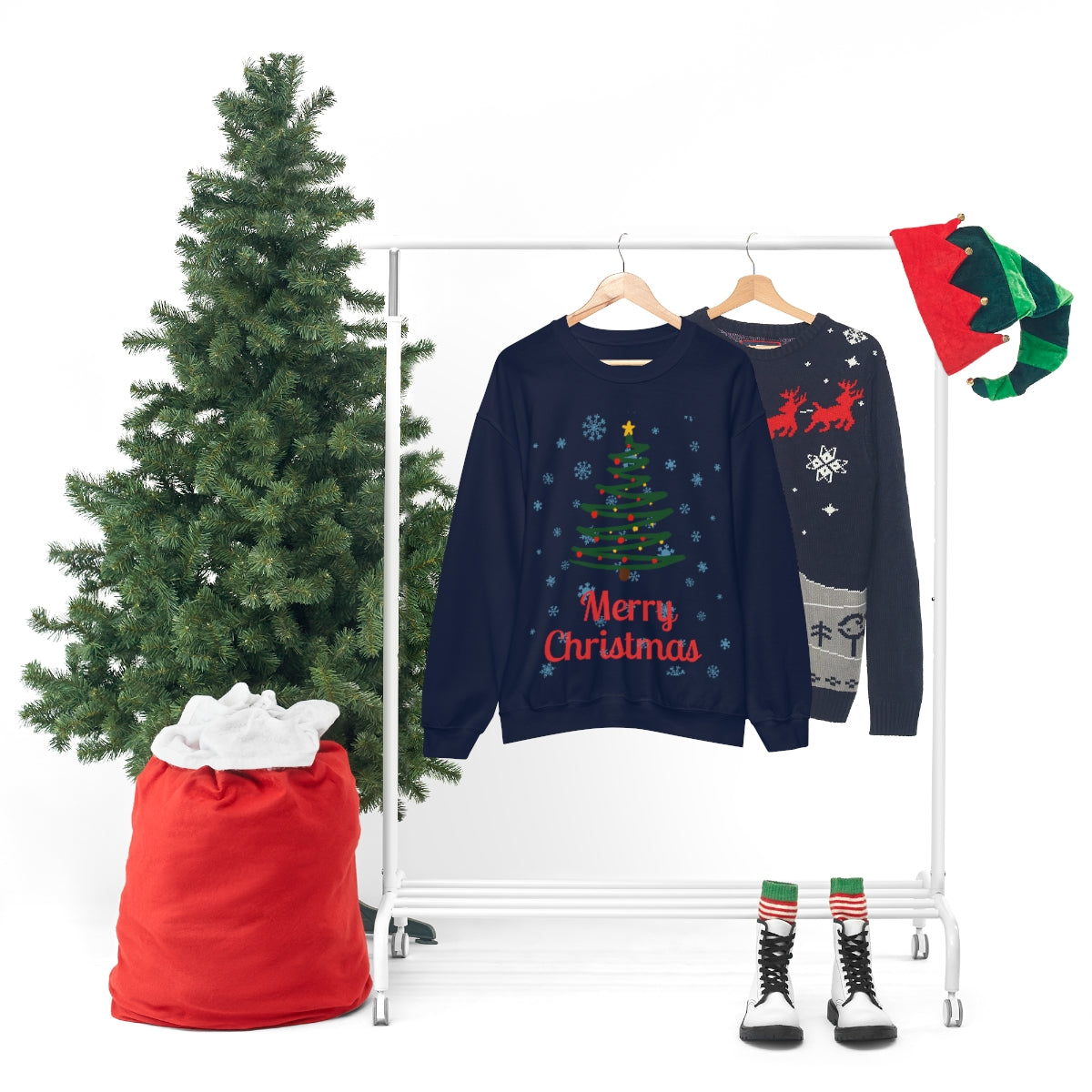 Merry Christmas Tree Unisex Heavy Blend™ Crewneck Sweatshirt