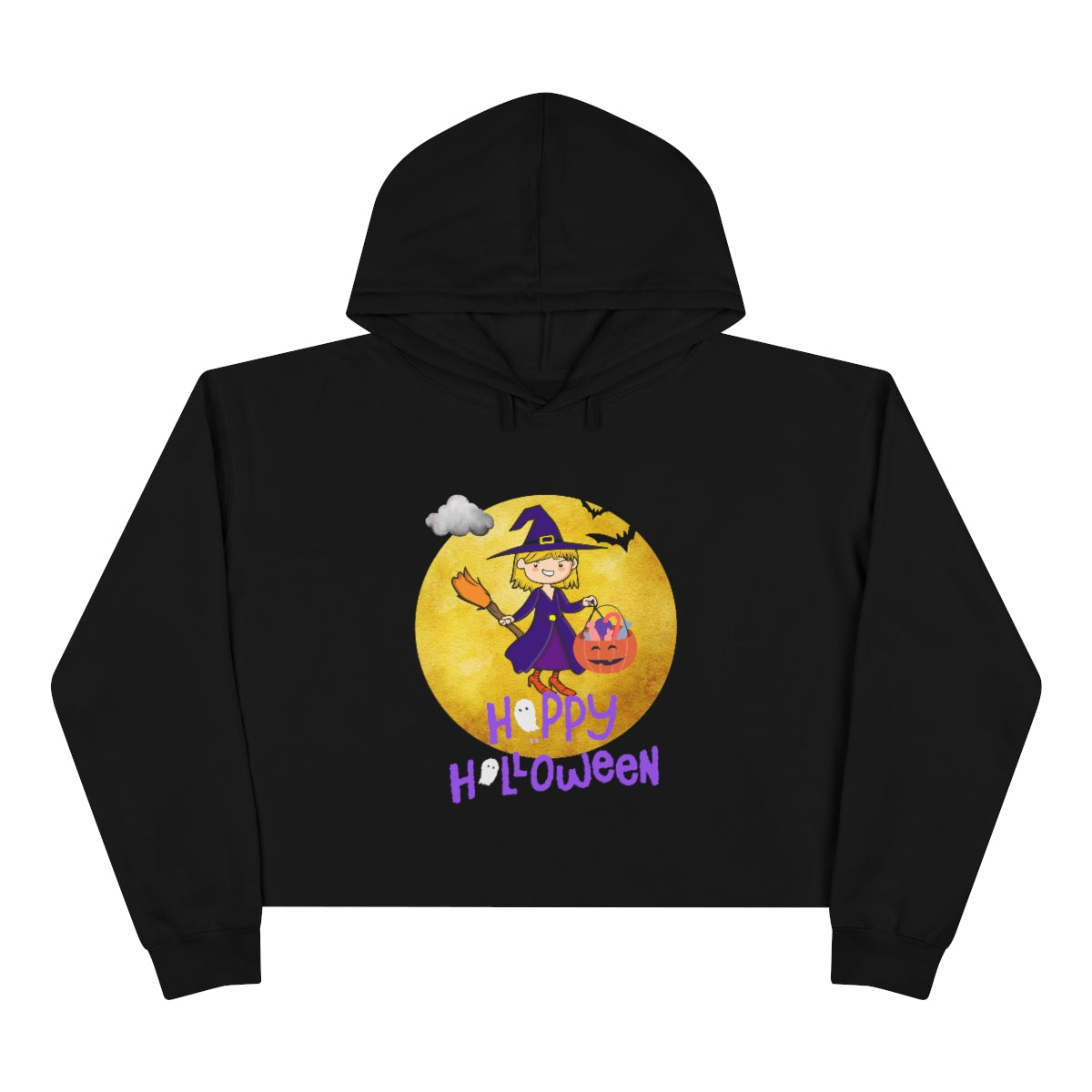 Halloween Witch Girl Crop Hoodie