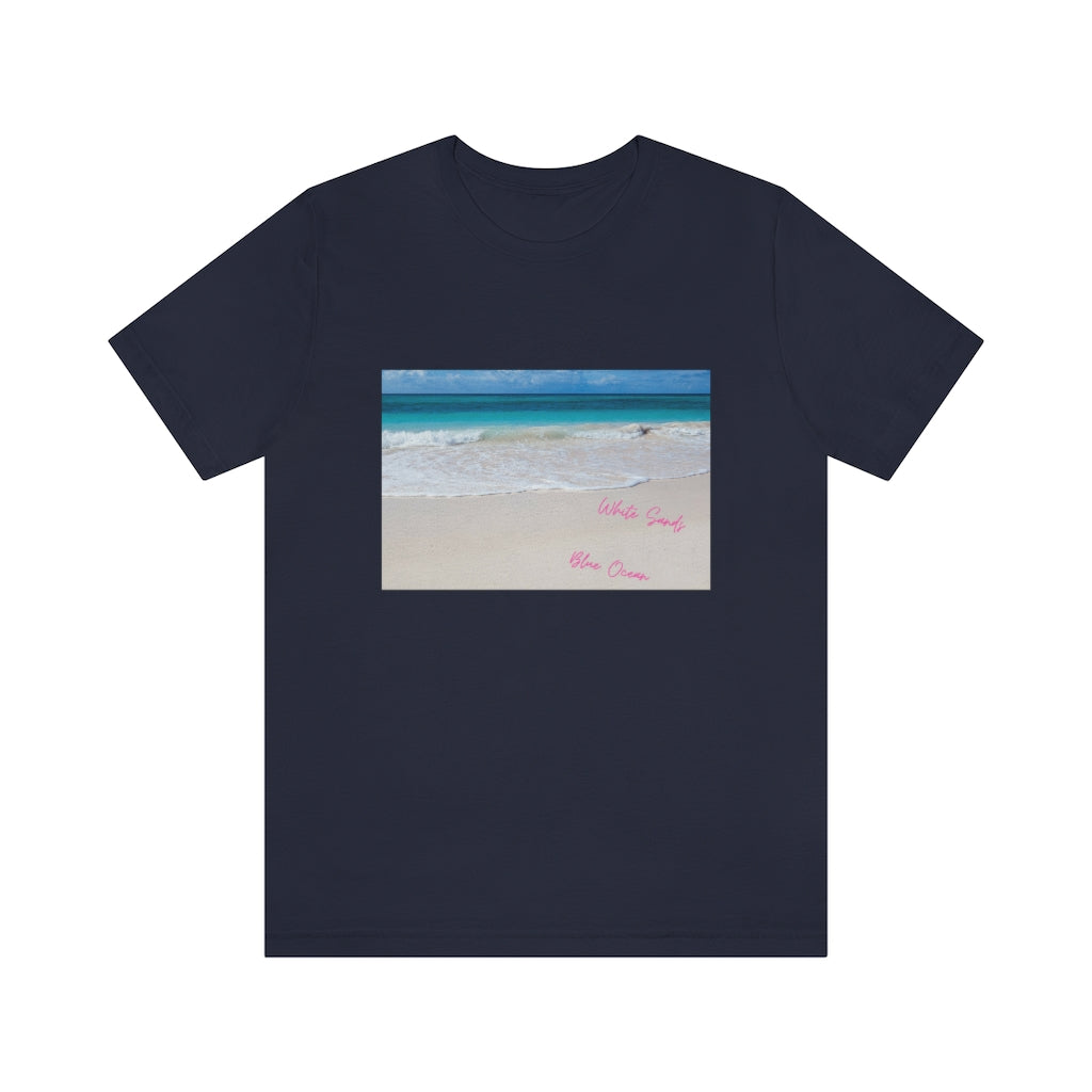 White Sands Blue Ocean Unisex Jersey Short Sleeve Tee