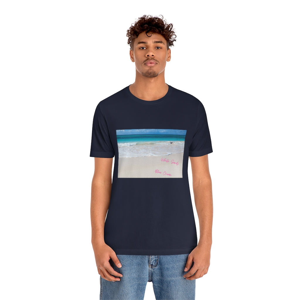 White Sands Blue Ocean Unisex Jersey Short Sleeve Tee