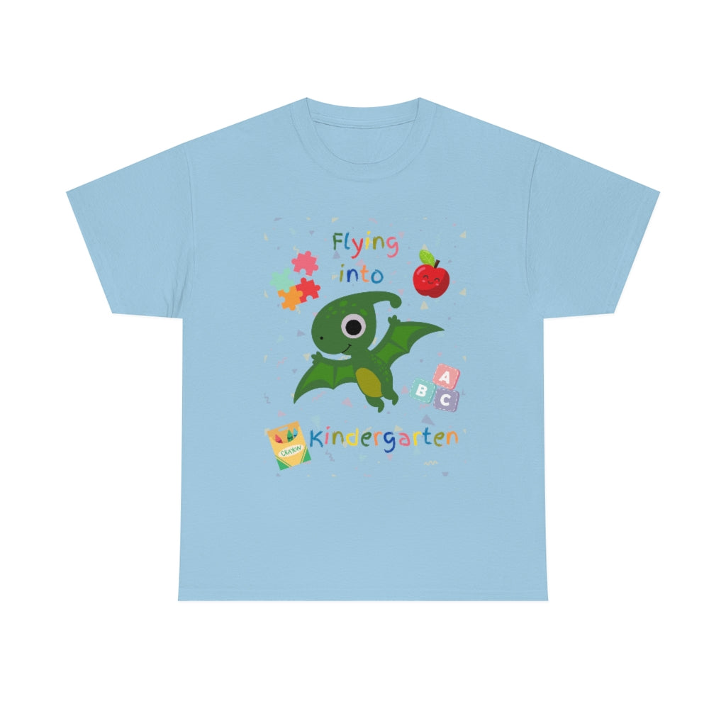 Flying Into Kindergarten Unisex Heavy Cotton Tee