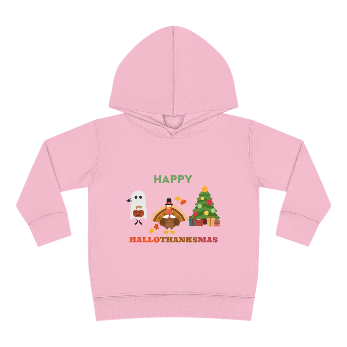 Happy Hallothanksmas Toddler Pullover Fleece Hoodie